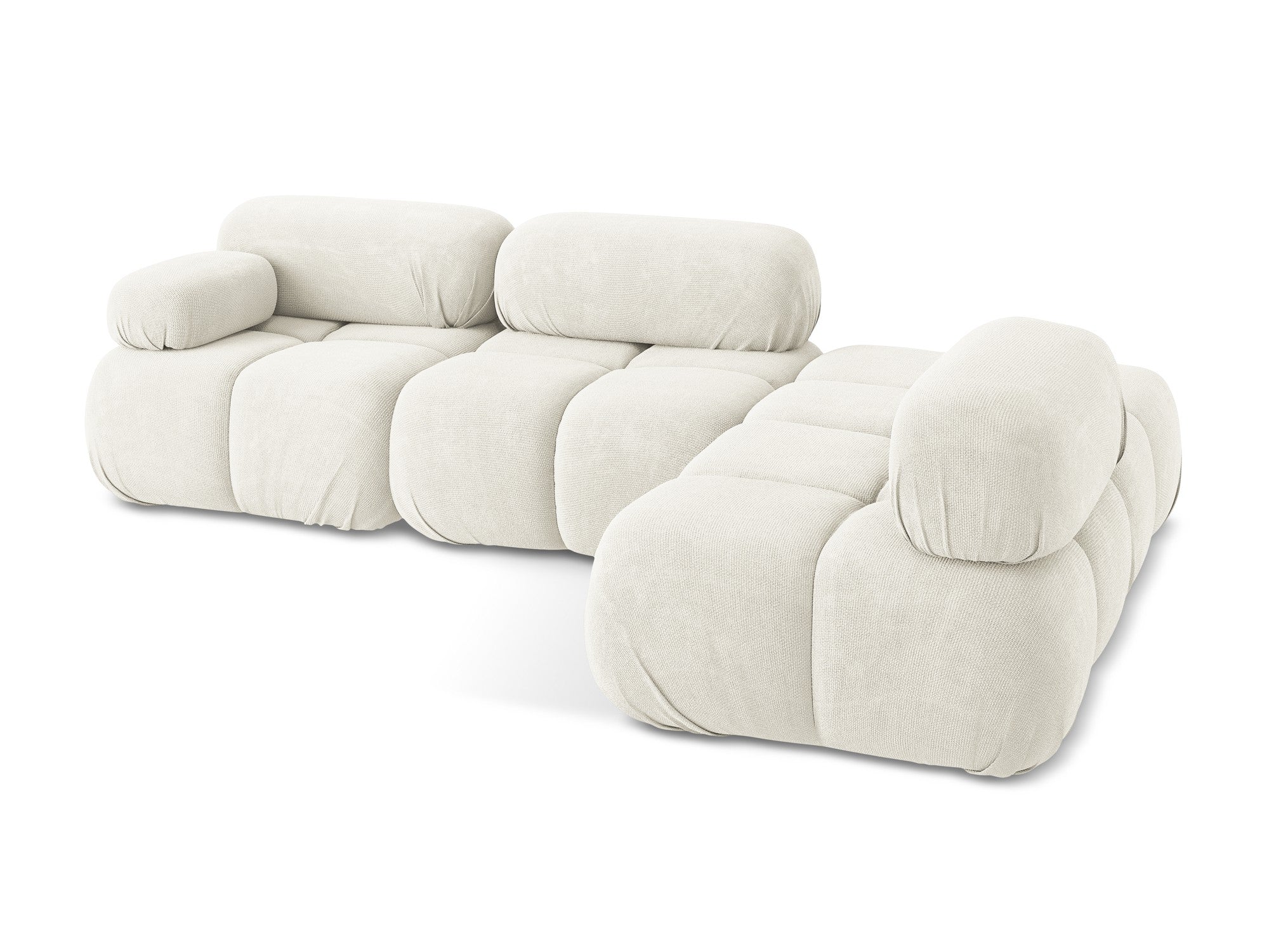 Right-facing modular corner sofa LOKUA white chenille