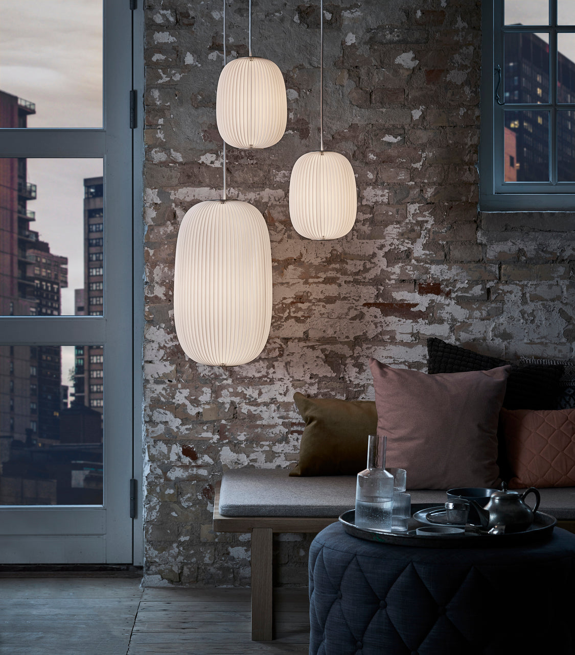 Lampa wisząca MODEL 133 LAMELLA 2 biały ze srebrnym wykończeniem