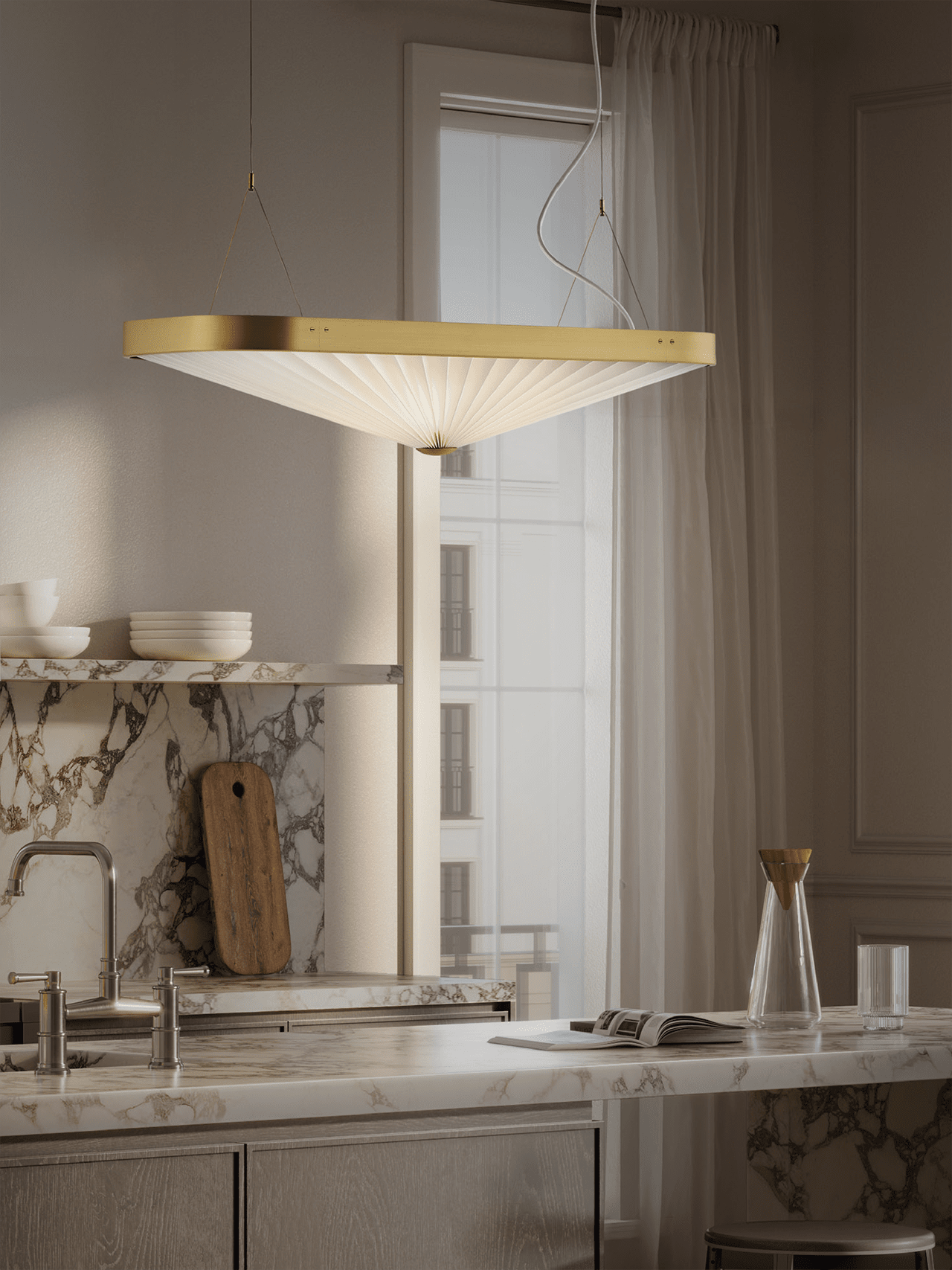Hanging Lamp MODEL 197 CELINE white with gold