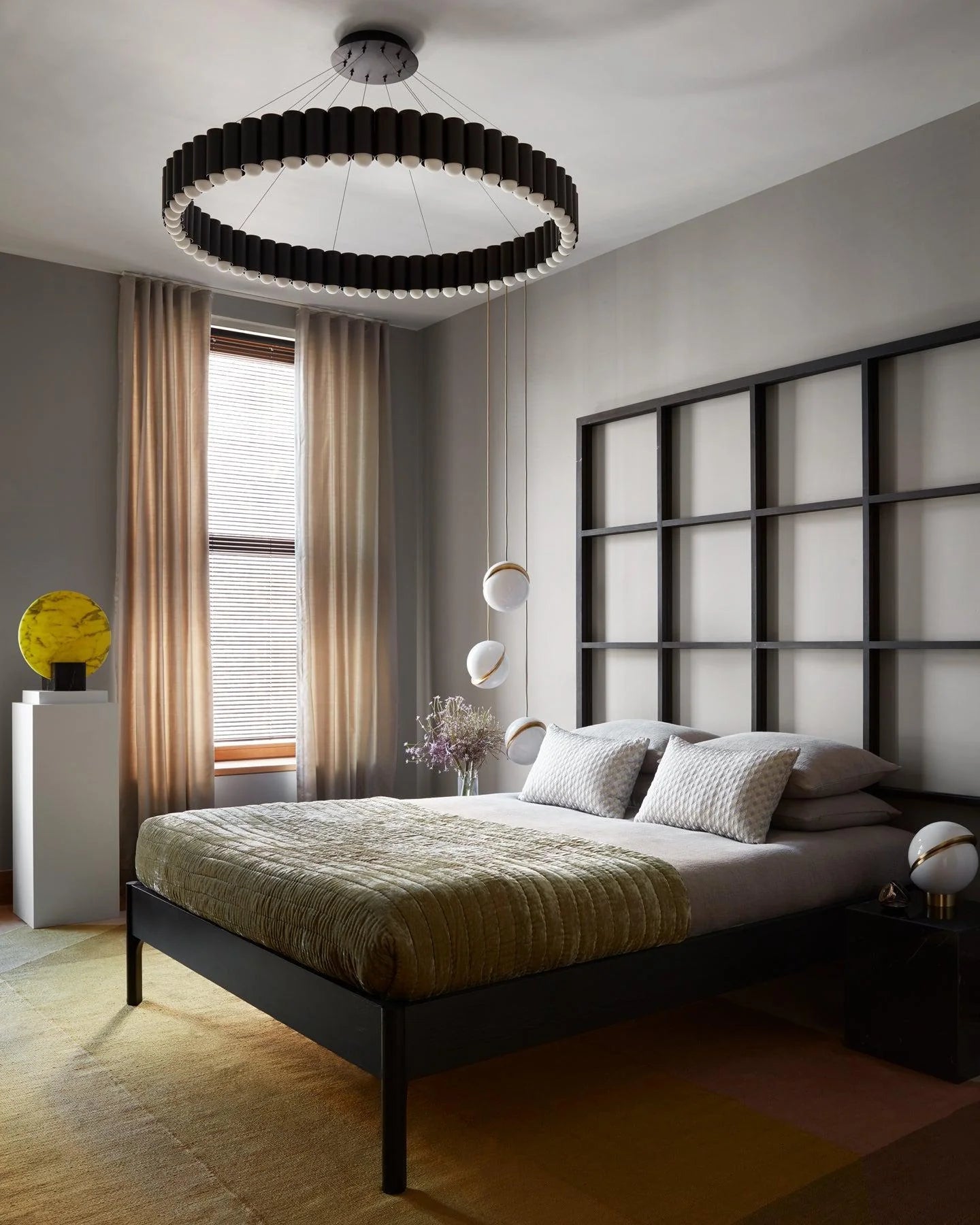 Lampa stołowa ACID MARBLE kwasowożółty z czarną marmurową podstawą