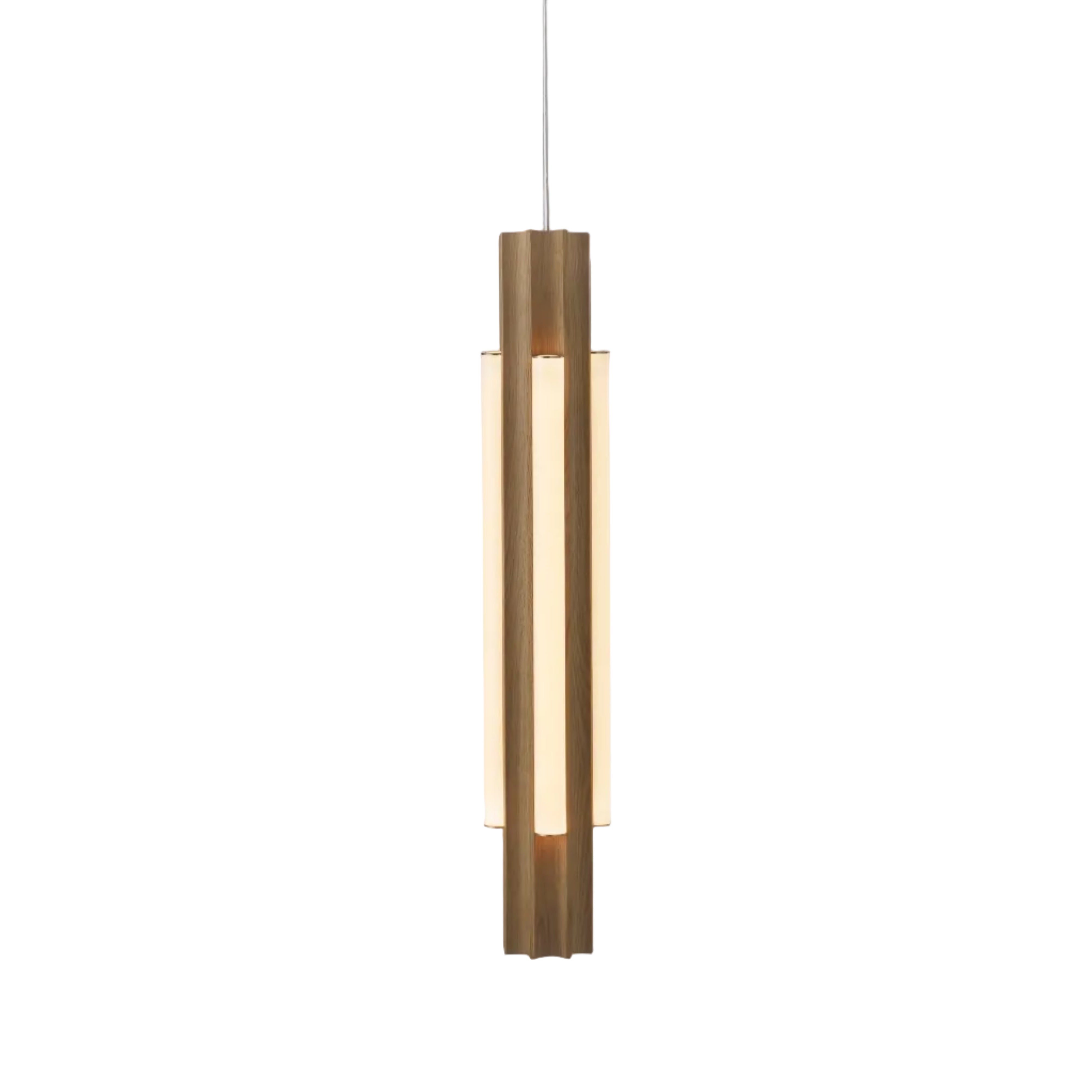Lampa wisząca ALTAR drewno dębowe z mosiężnym wykończeniem