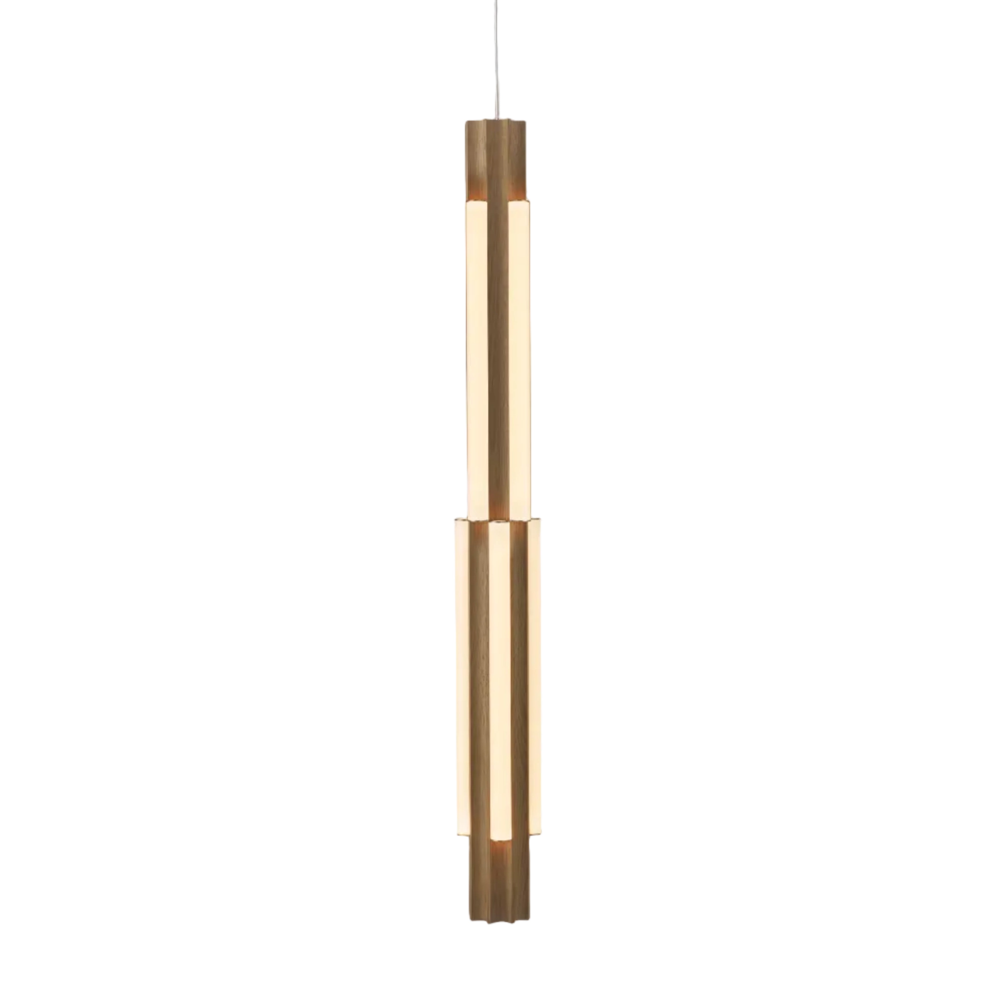 Lampa wisząca ALTAR TALL drewno dębowe z mosiężnym wykończeniem