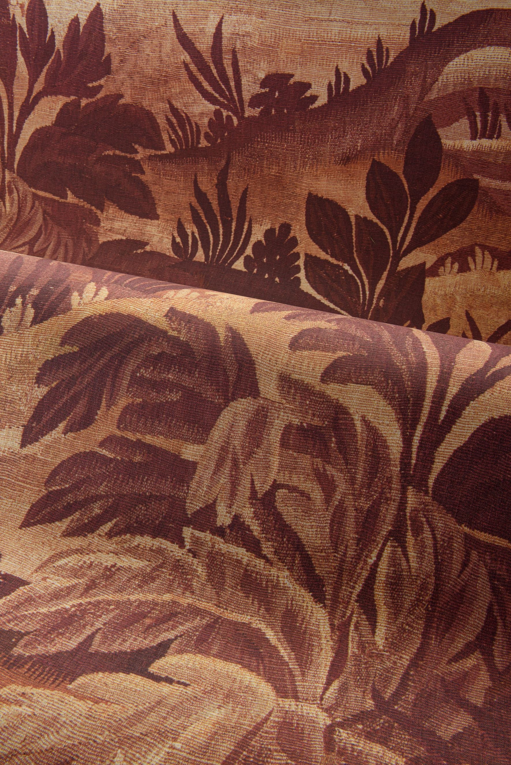 Textiltapete mit Pflanzenmotiv COLLINES rot mit beige