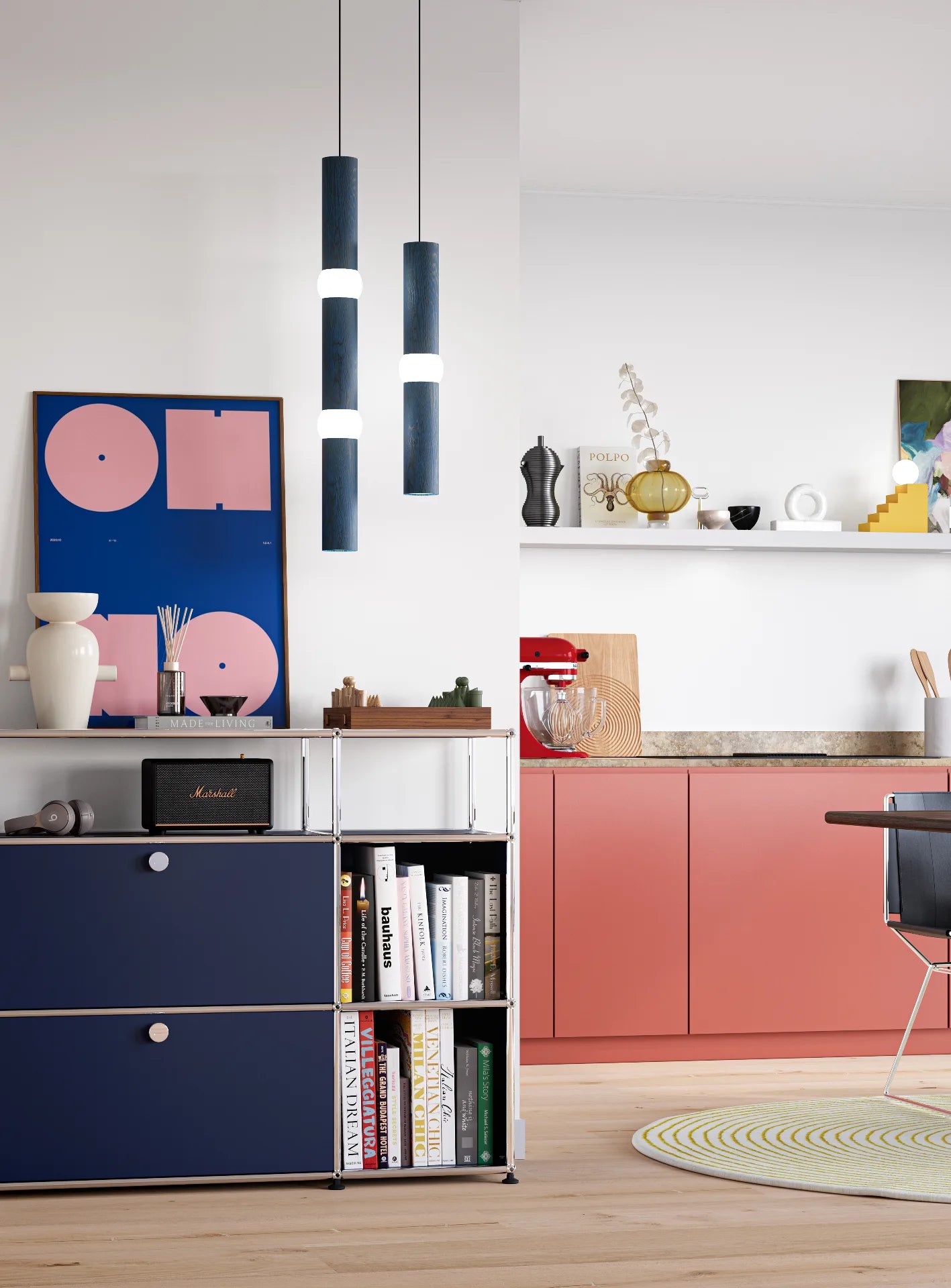 Lampa wisząca LIGHTBONE niebieski dąb