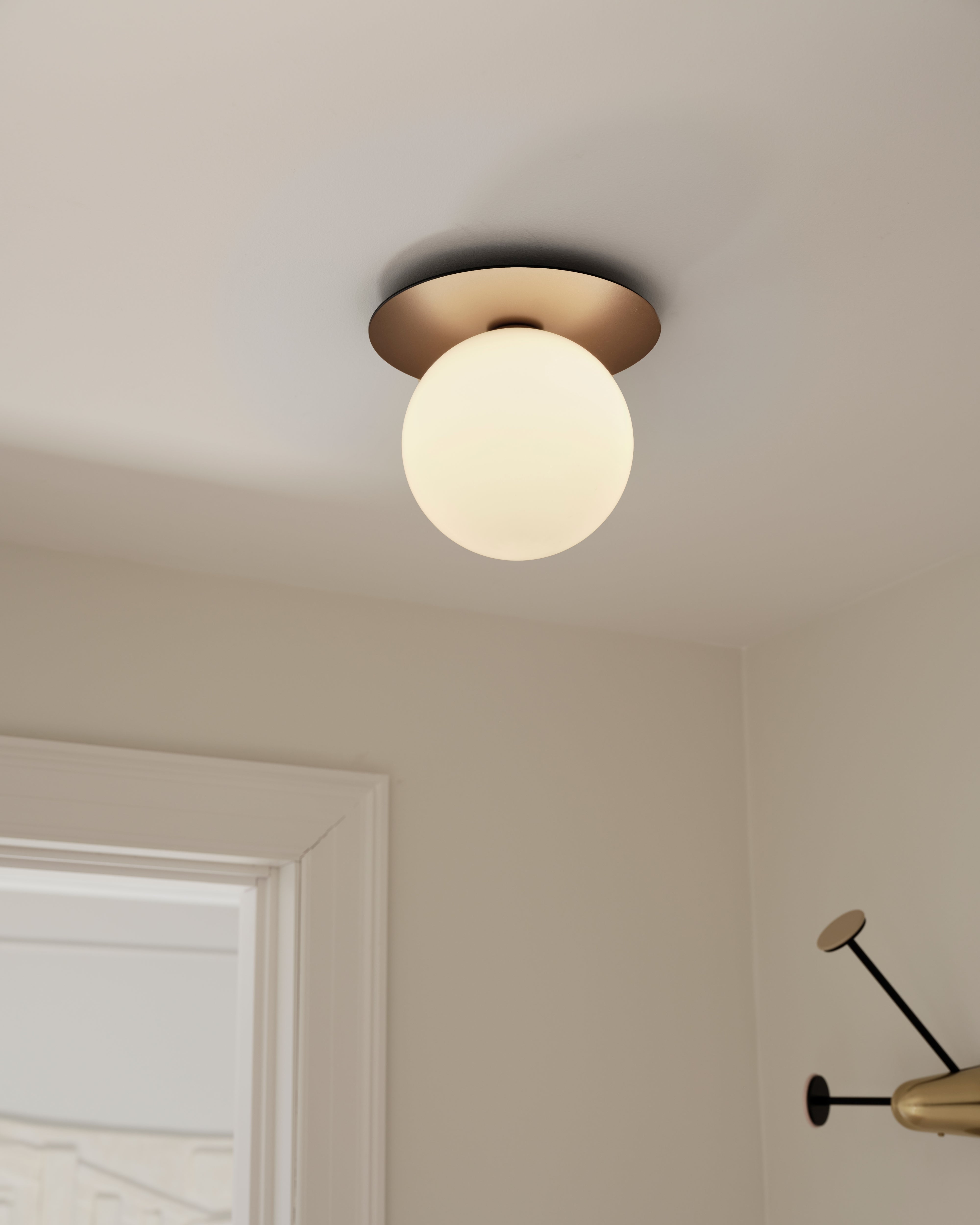 Recessed Wall Light LIILA Dark Brown with Opal Glass