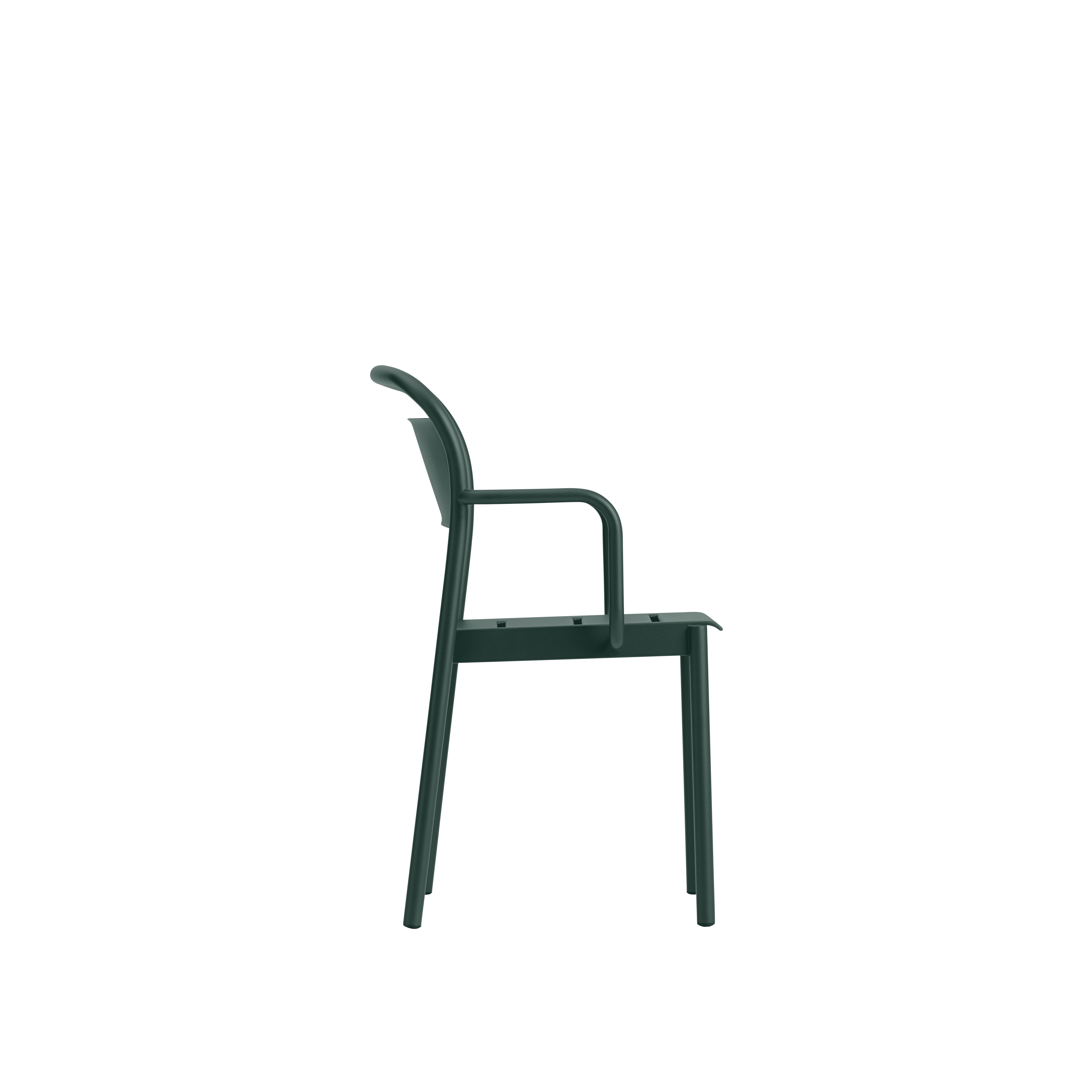 Outdoor Armchair with Armrests LINEAR Dark Green Steel [Amelia]