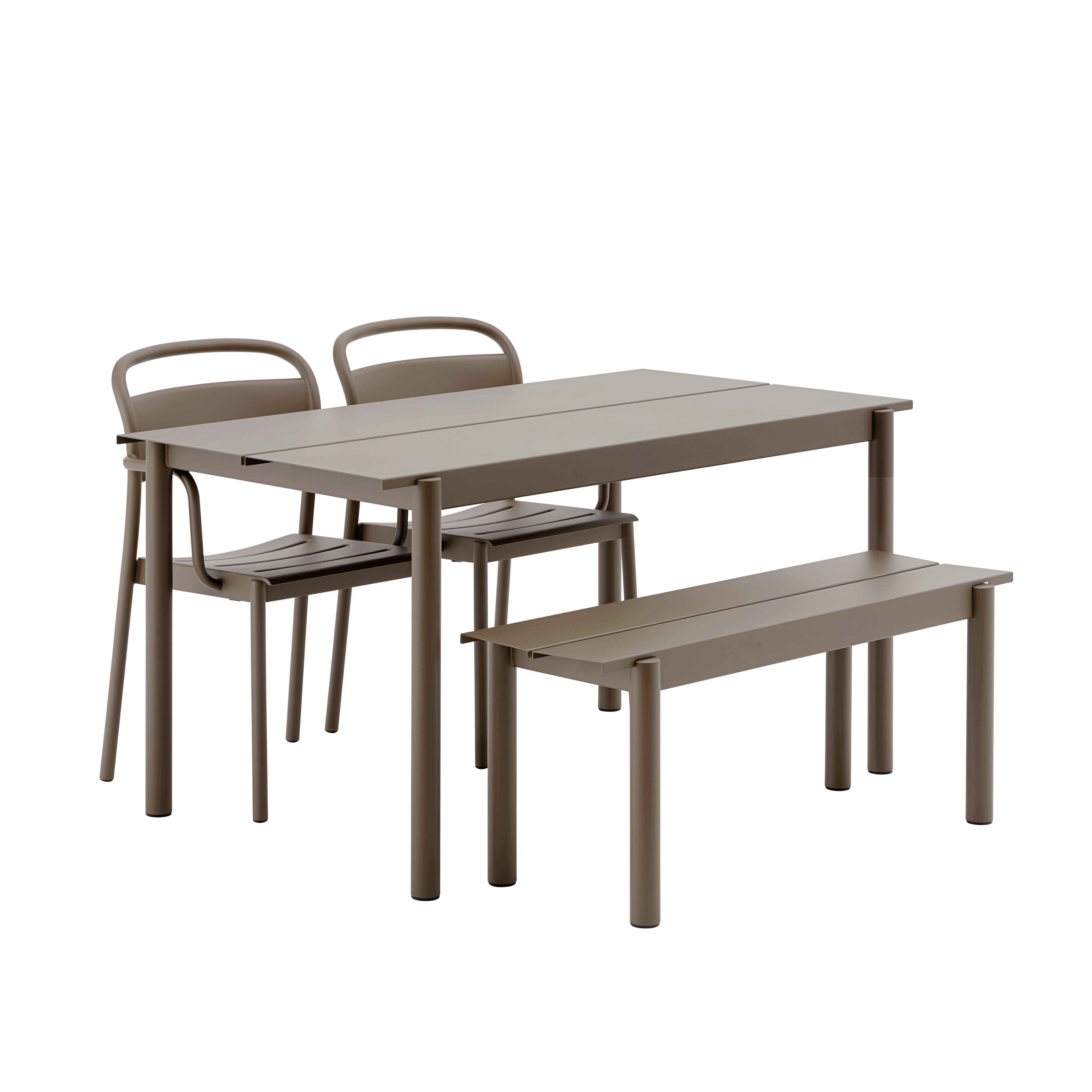 Outdoor Armchair with Armrests LINEAR taupe steel [Amelia]