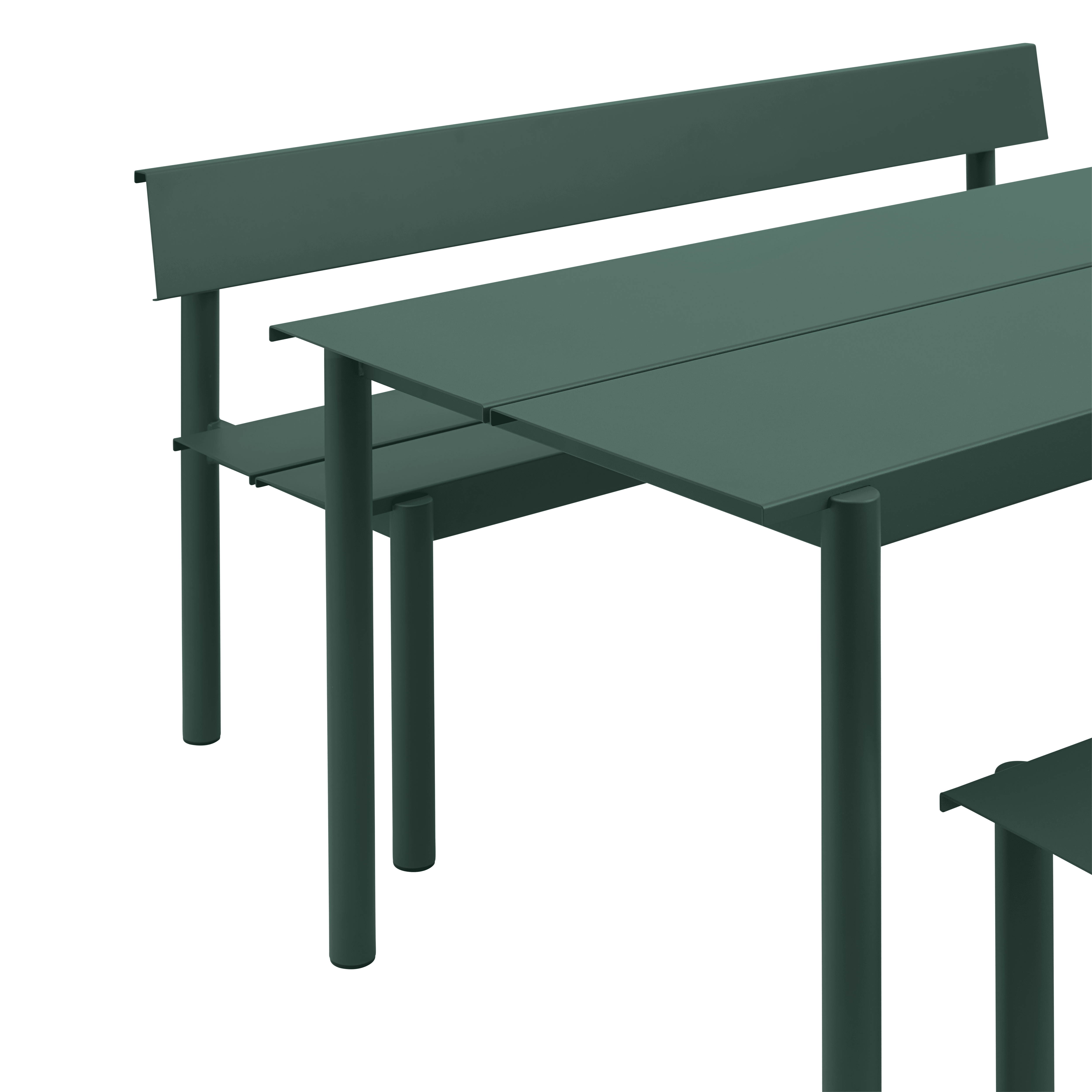 Dark Green Steel LINEAR Outdoor Bench [Amelia]