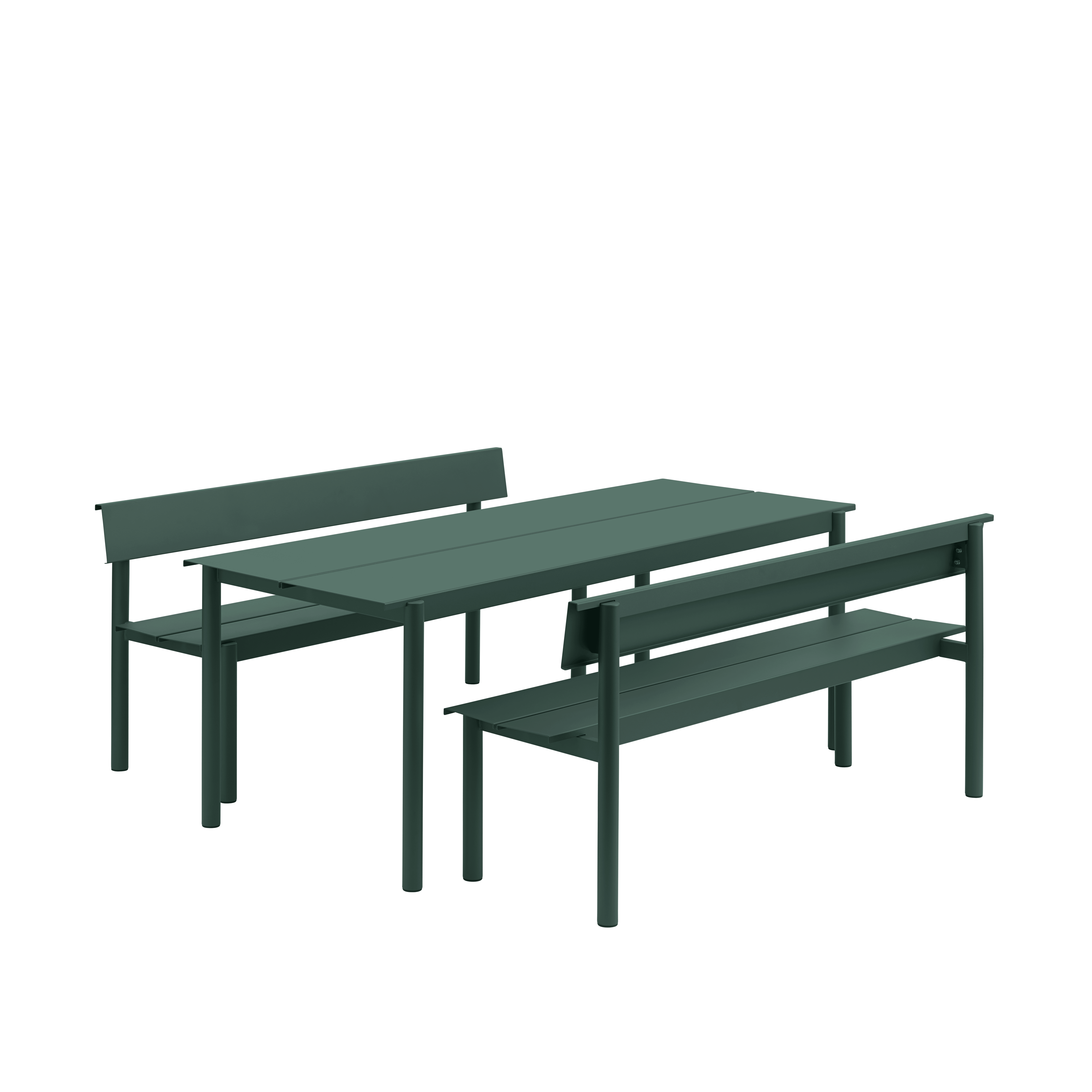 Dark Green Steel LINEAR Outdoor Bench [Amelia]