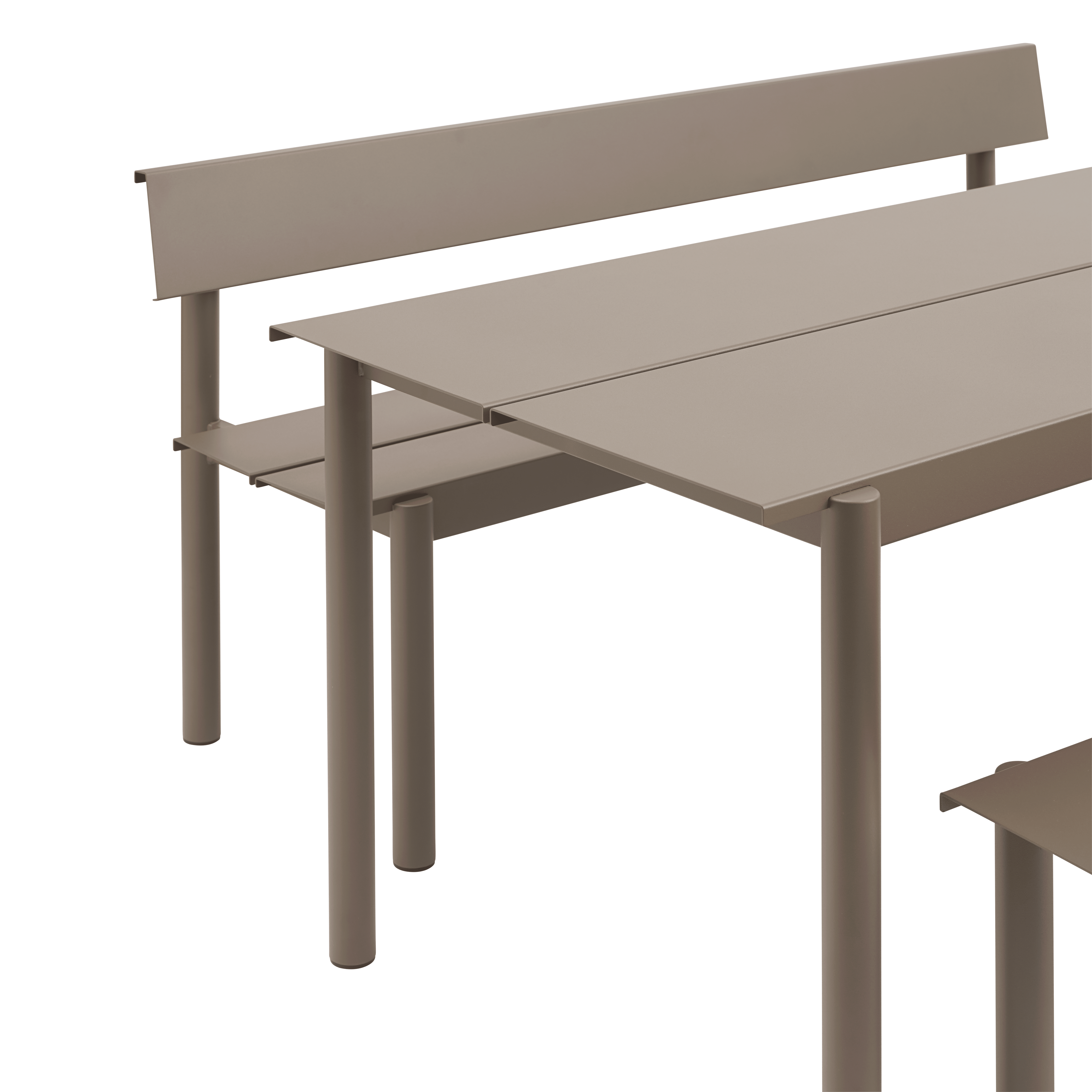 Bank mit Rückenlehne für den Außenbereich LINEAR taupe Stahl