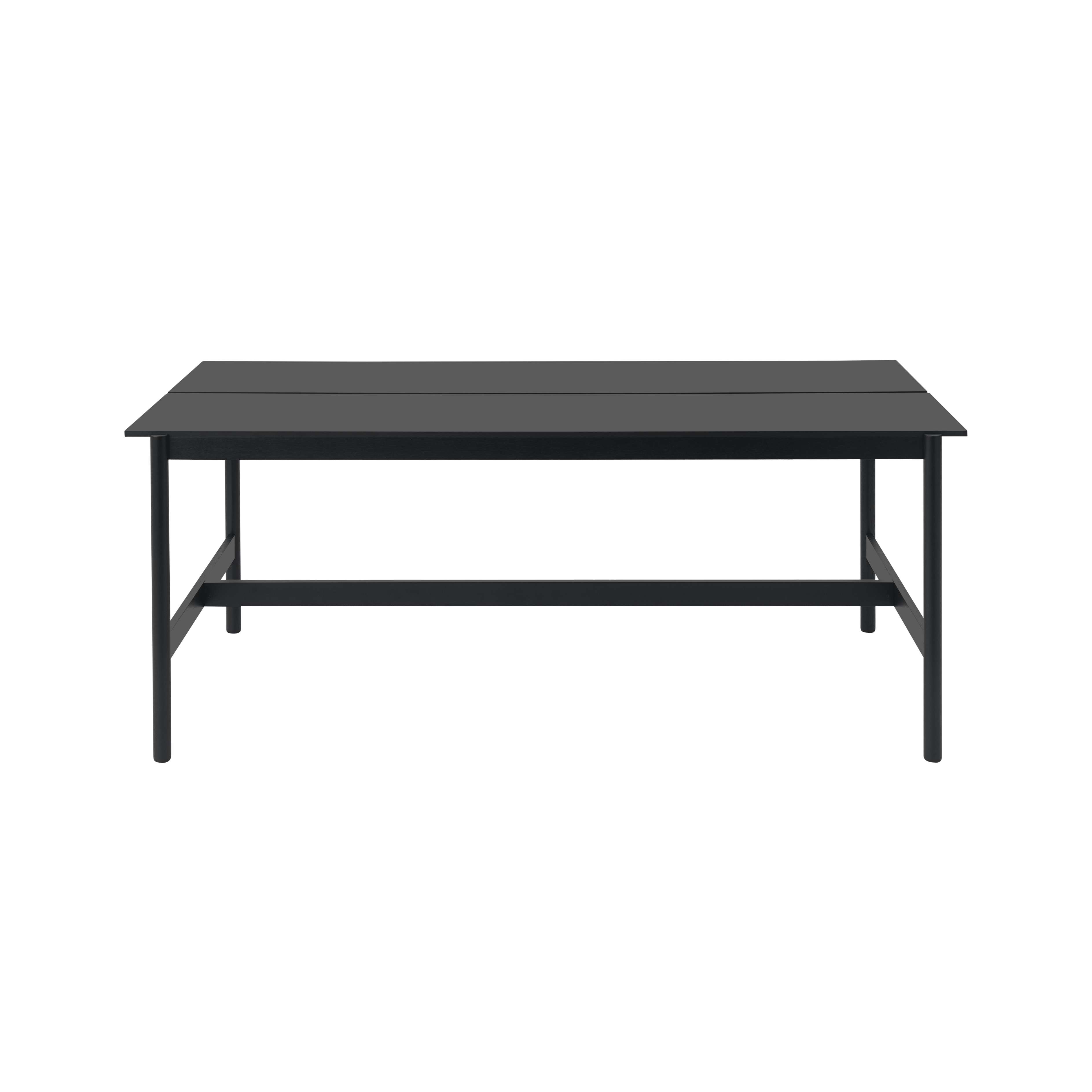 Bürotisch LINEAR SYSTEM HIGH in Schwarz mit schwarzem Fuß aus Nanolaminat