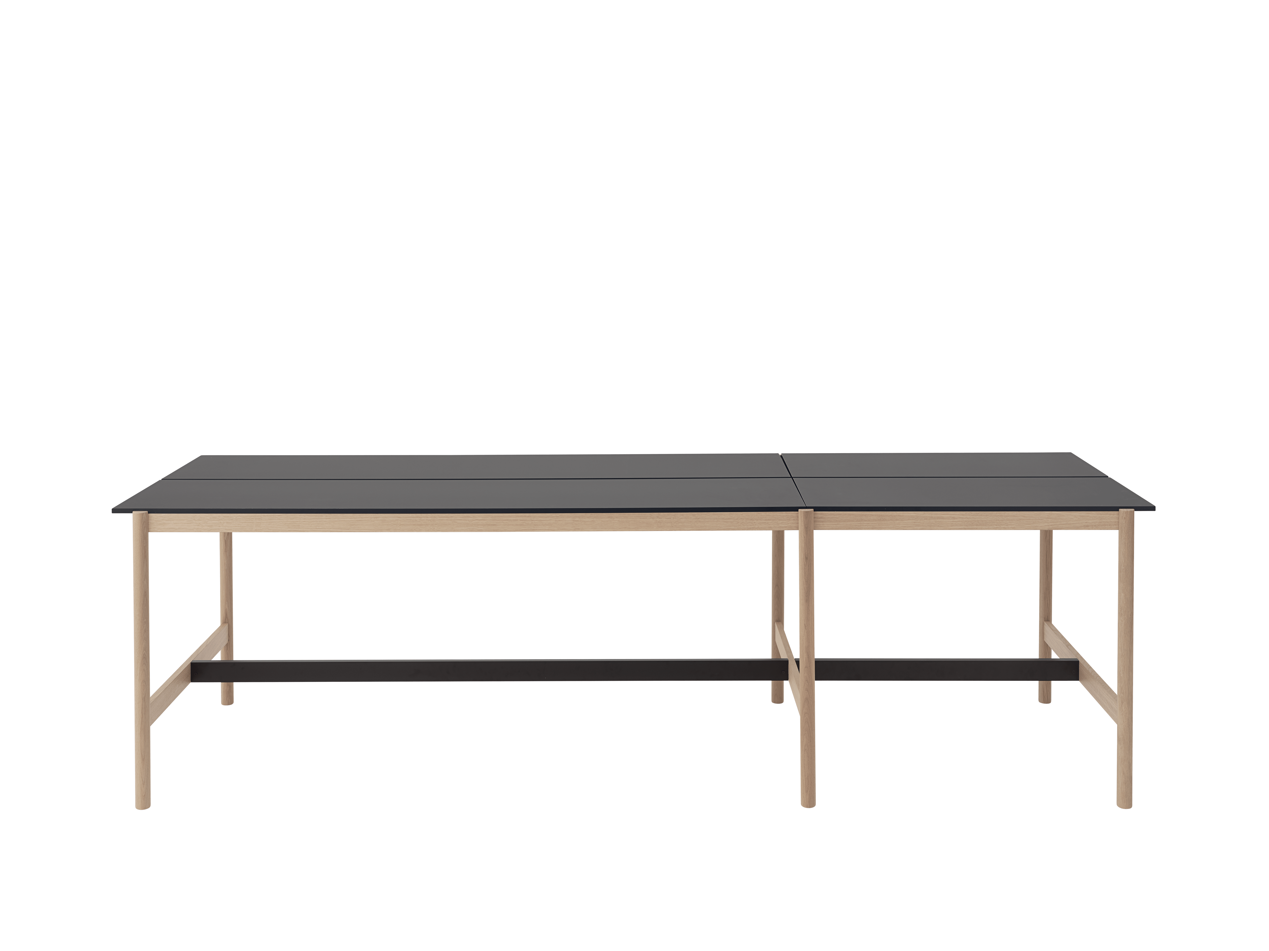 Bürotisch LINEAR SYSTEM HIGH - KONFIGURATION 1 in Schwarz mit Nanolaminat und Eichenbasis