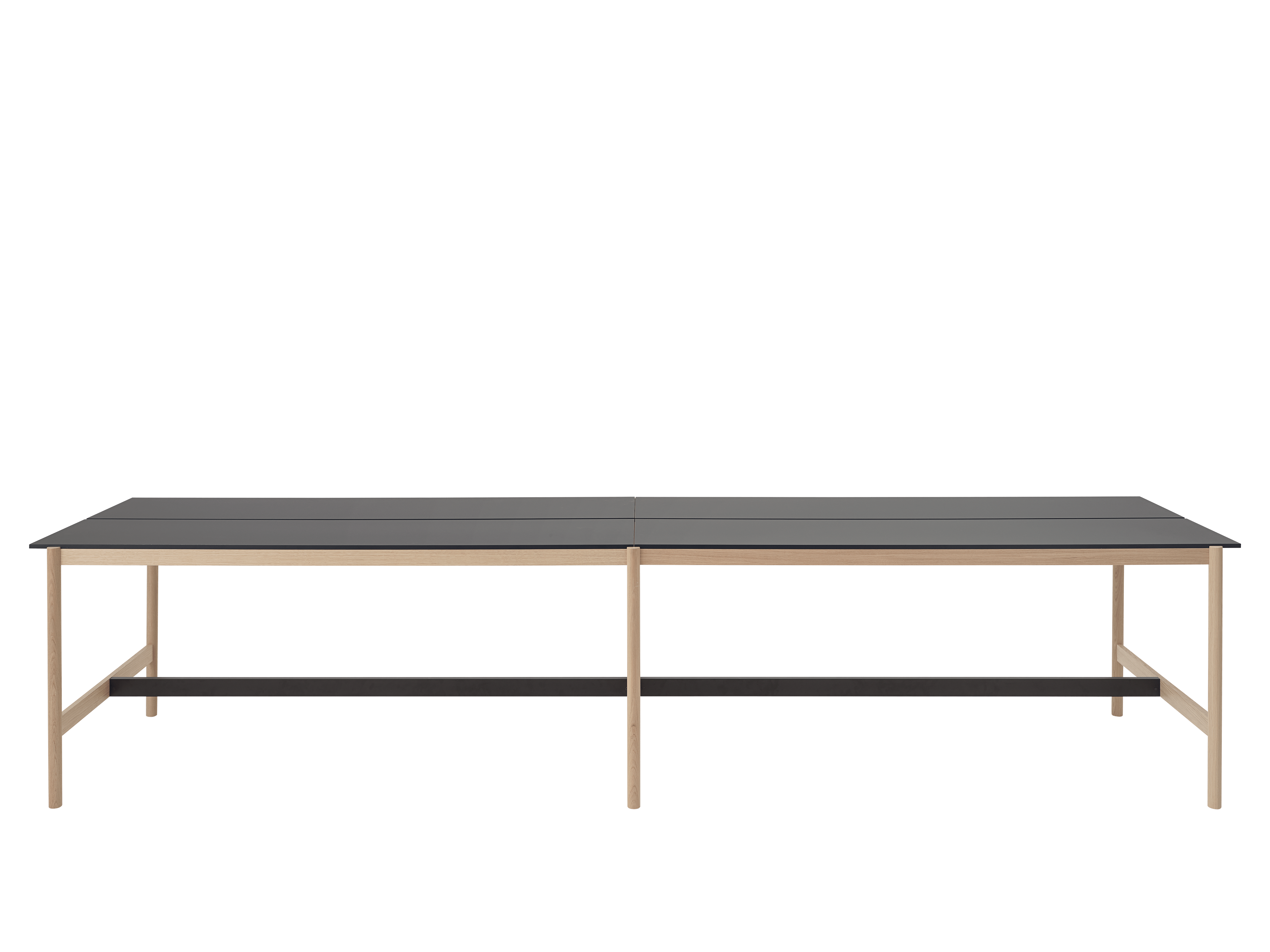 Bürotisch LINEAR SYSTEM HIGH - KONFIGURATION 2, schwarzes Nanolaminat mit Eichenbasis