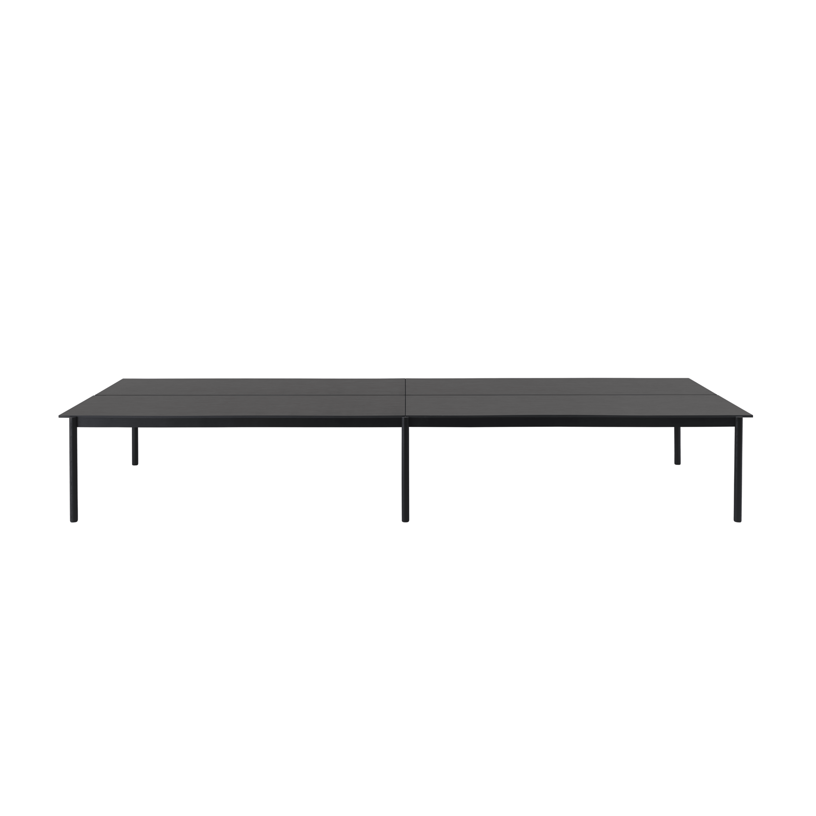 Bürotisch LINEAR SYSTEM - KONFIGURATION 2, schwarzer Eschenfurnier mit schwarzem Gestell