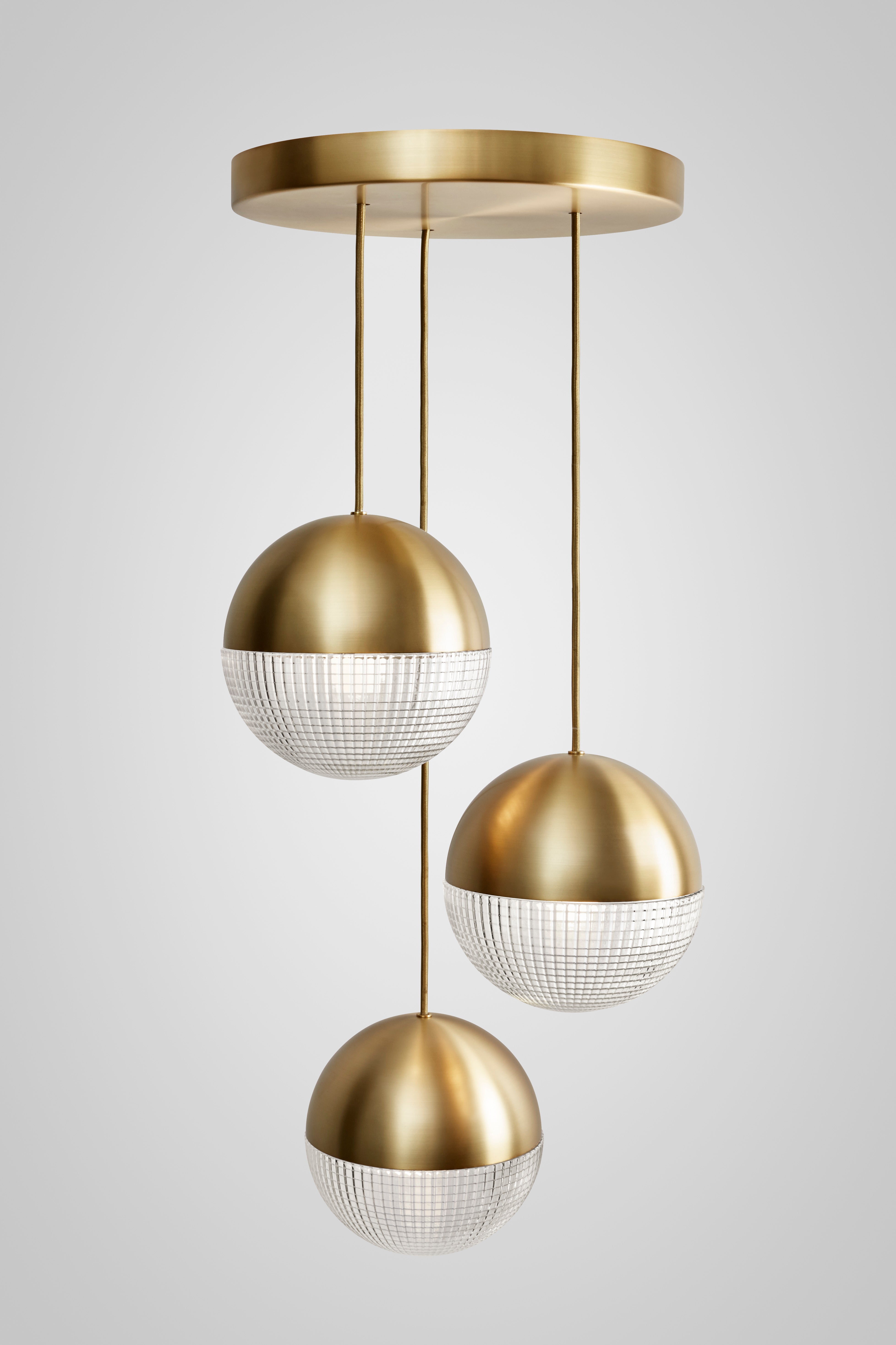 Lampa wisząca 3-punktowa LENS FLAIR mosiężny