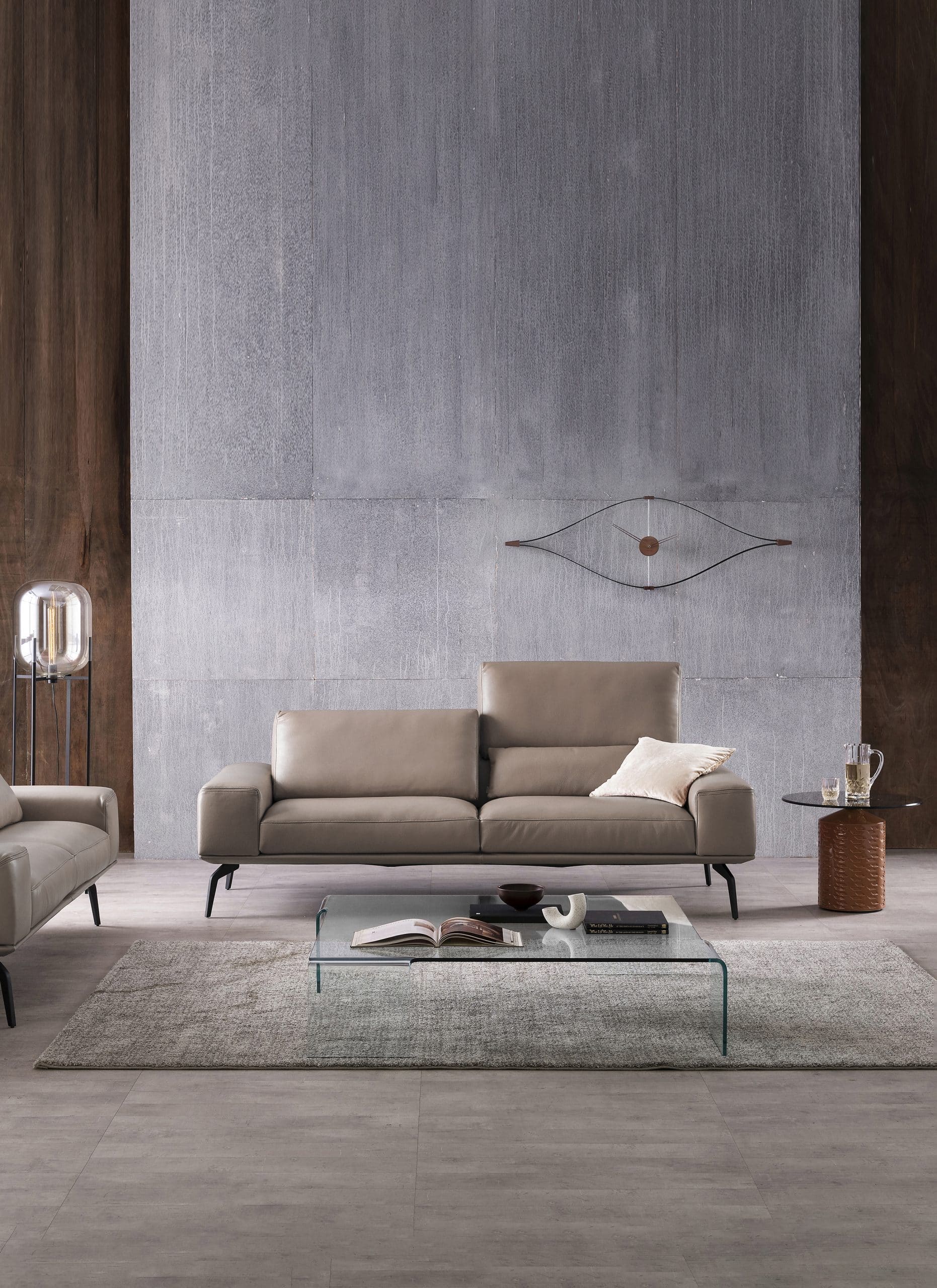 Wall Clock LOOK Walnut Wood with Chrome and Black