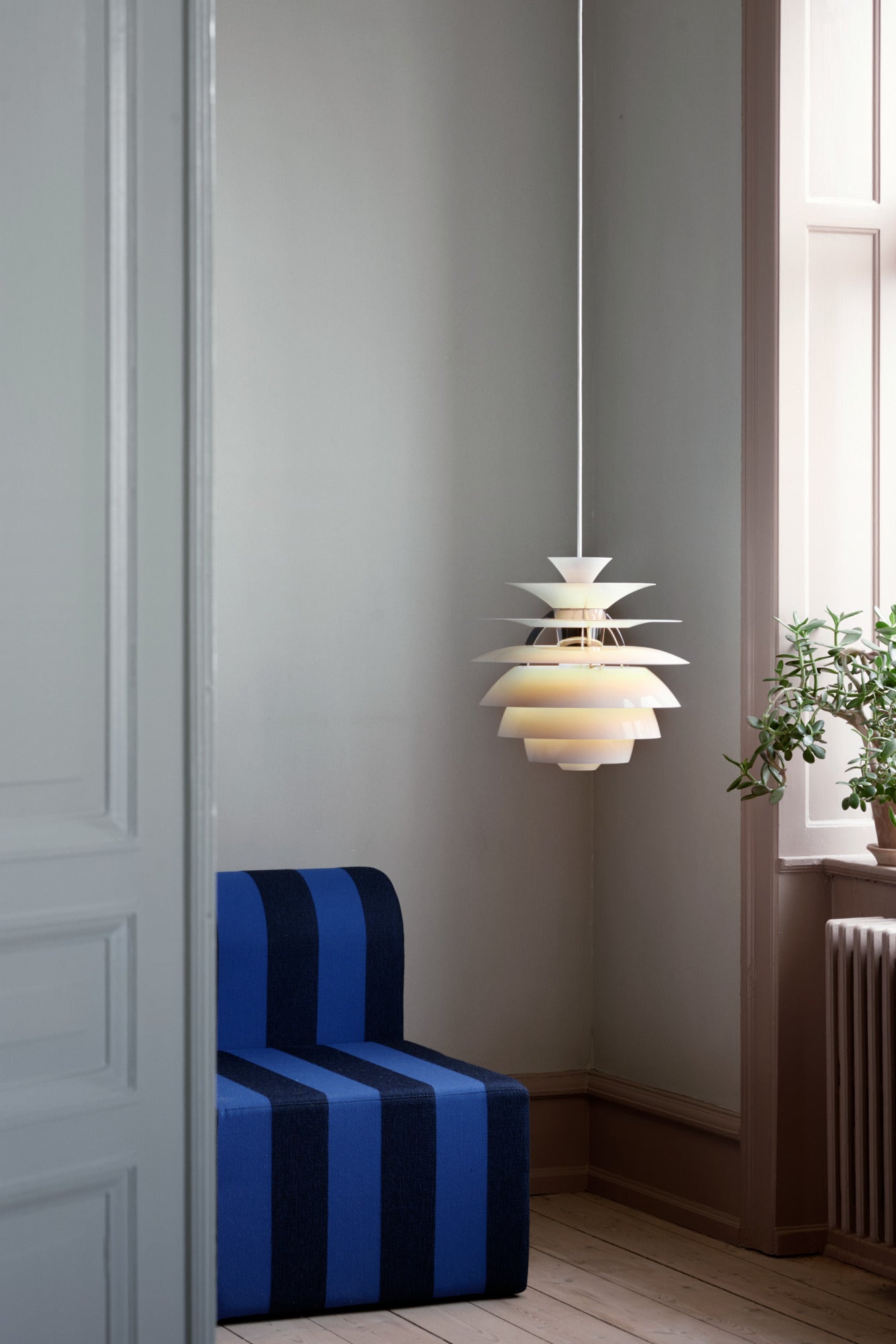Pendant lamp PH SNOWBALL white with chrome finish