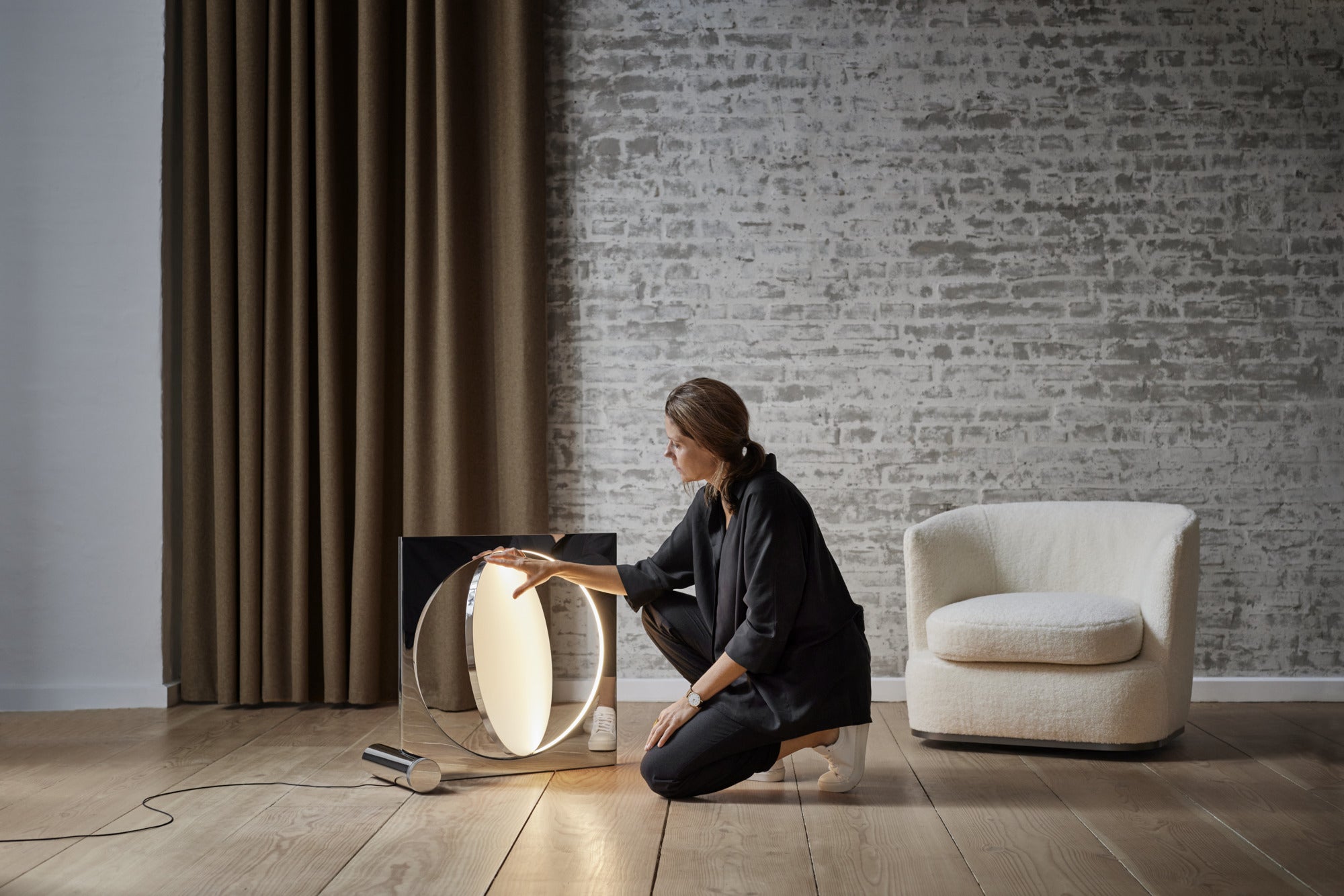 MOONSETTER chrome floor lamp