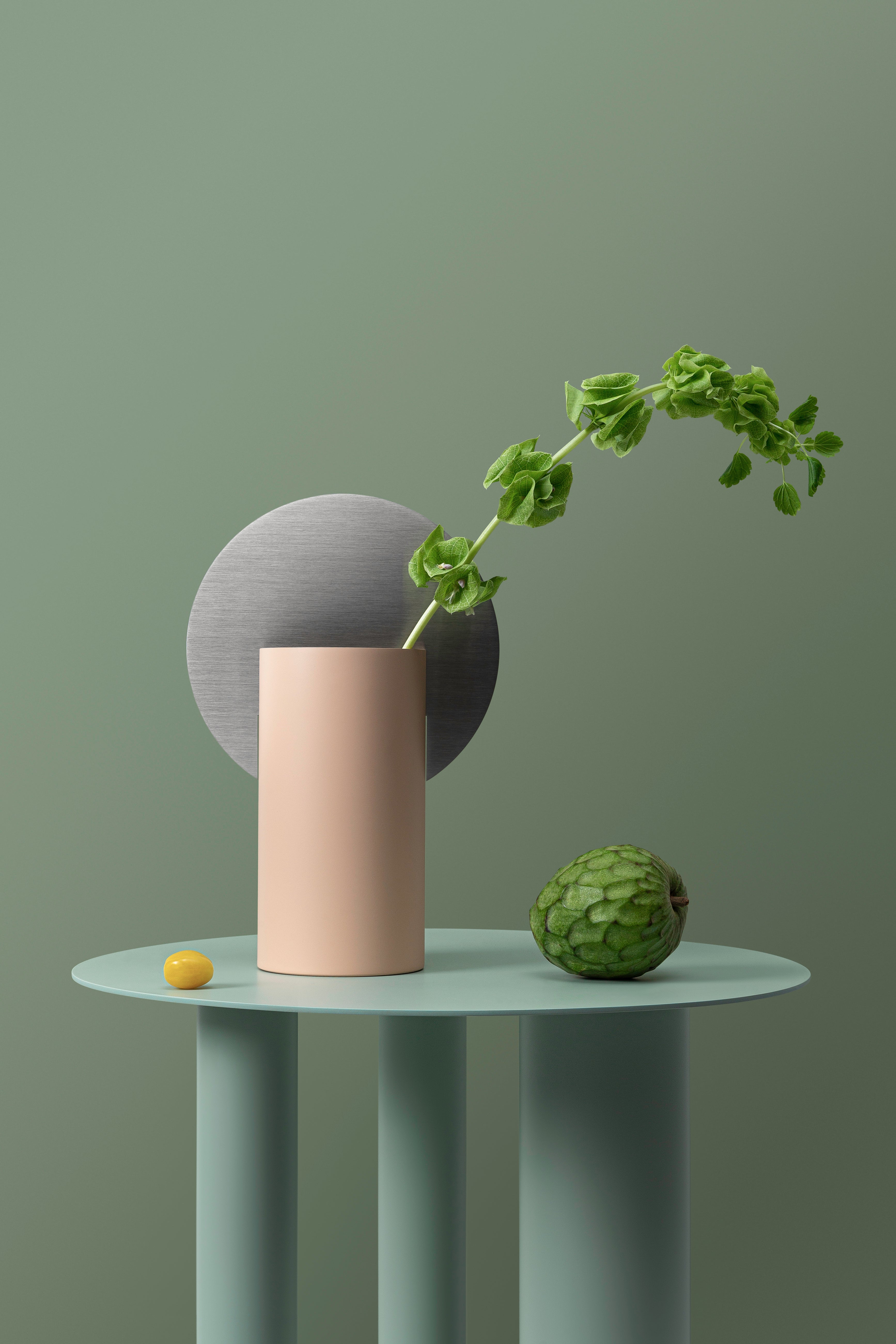 Wassergefäß MALEVICH pudriges Rosa mit Stahl