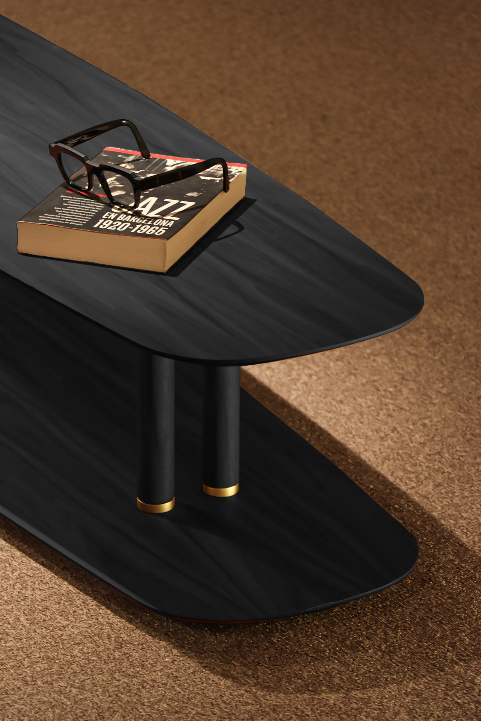 Stolik kawowy owalny AXIS czarny fornir jesionowy