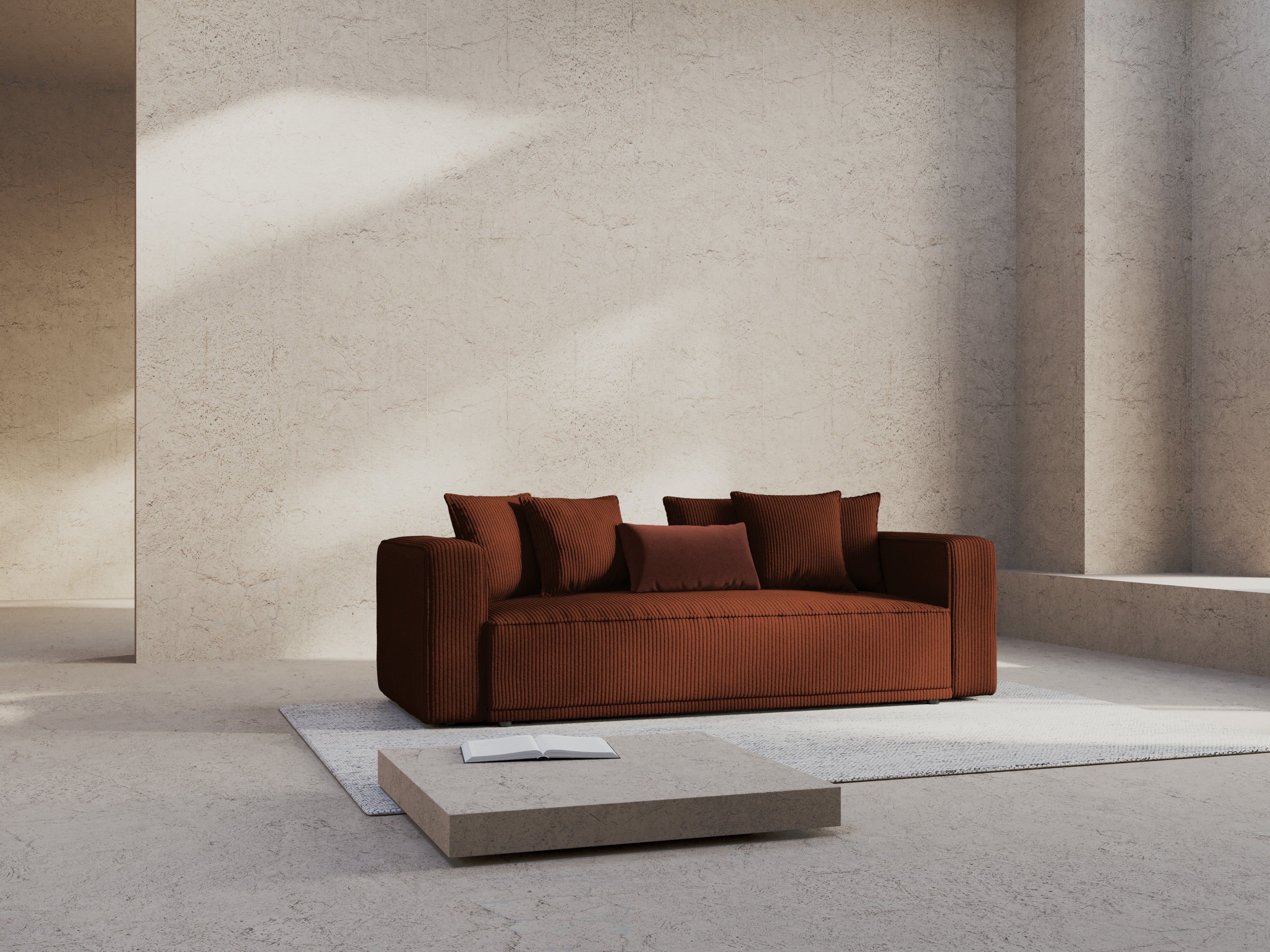 Sofa mit Schlaffunktion RIBES ziegelroter Cord