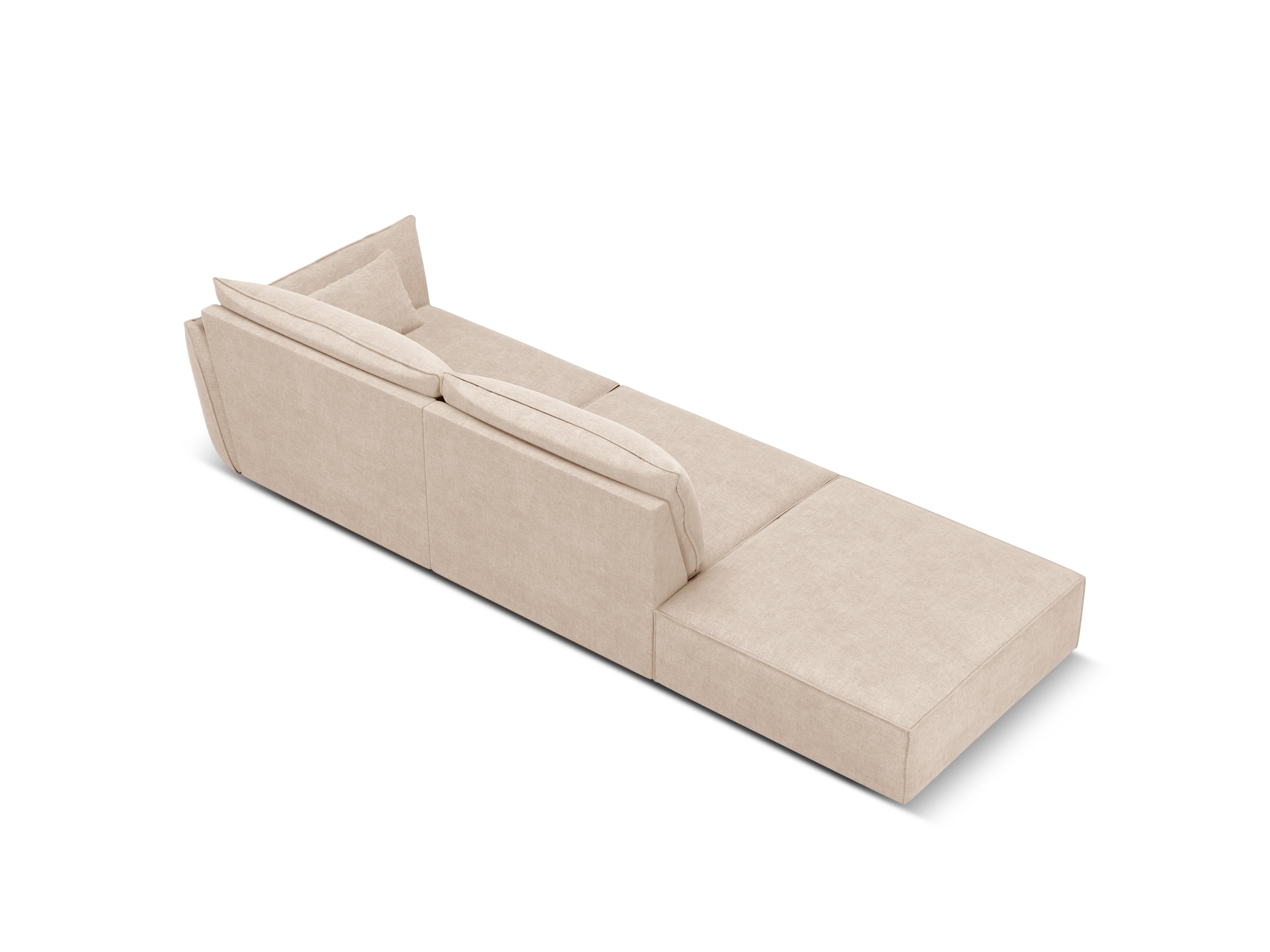 Sofa w tkaninie szenilowej lewostronna otwarta VANDA beżowy