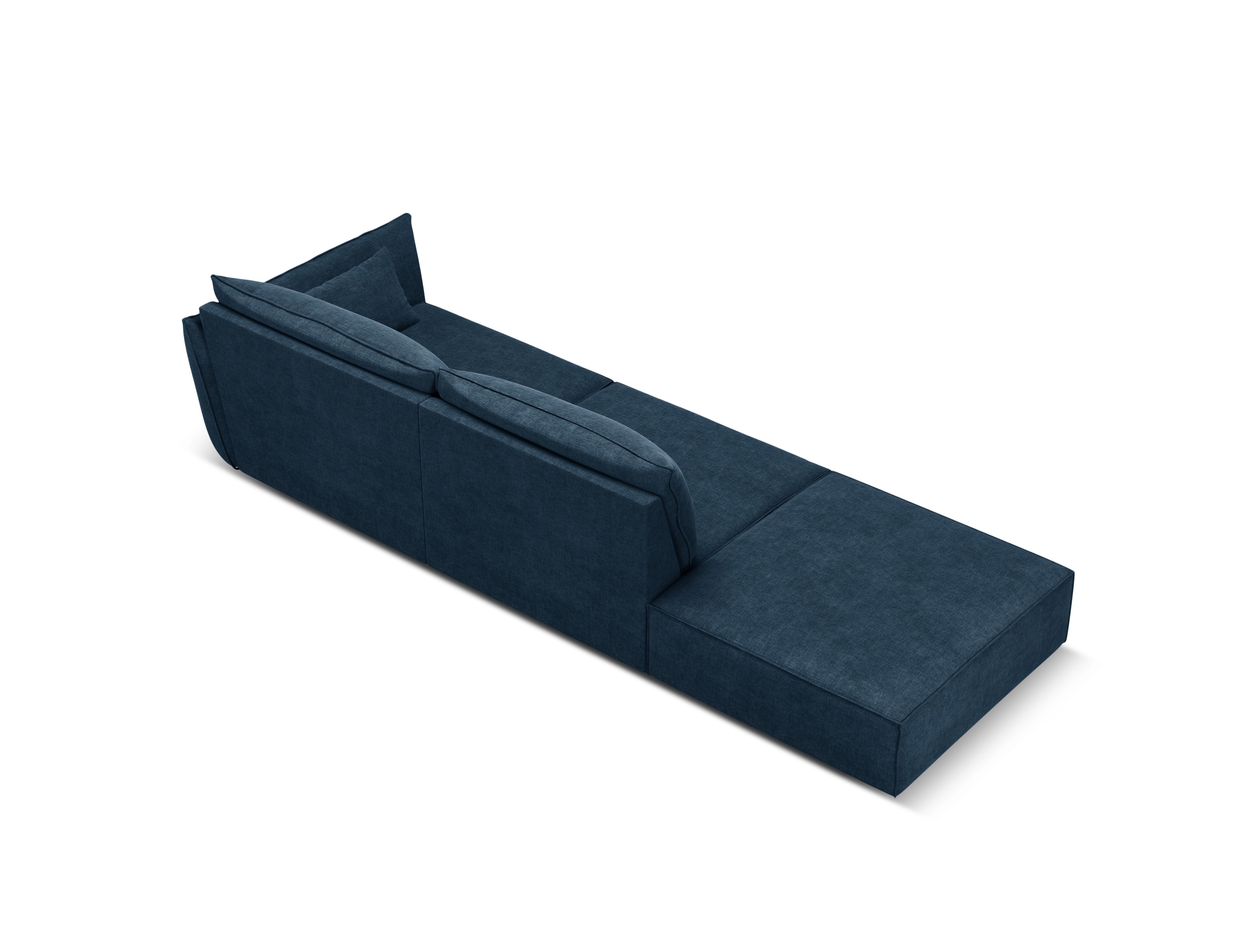 Sofa w tkaninie szenilowej lewostronna otwarta VANDA granat królewski