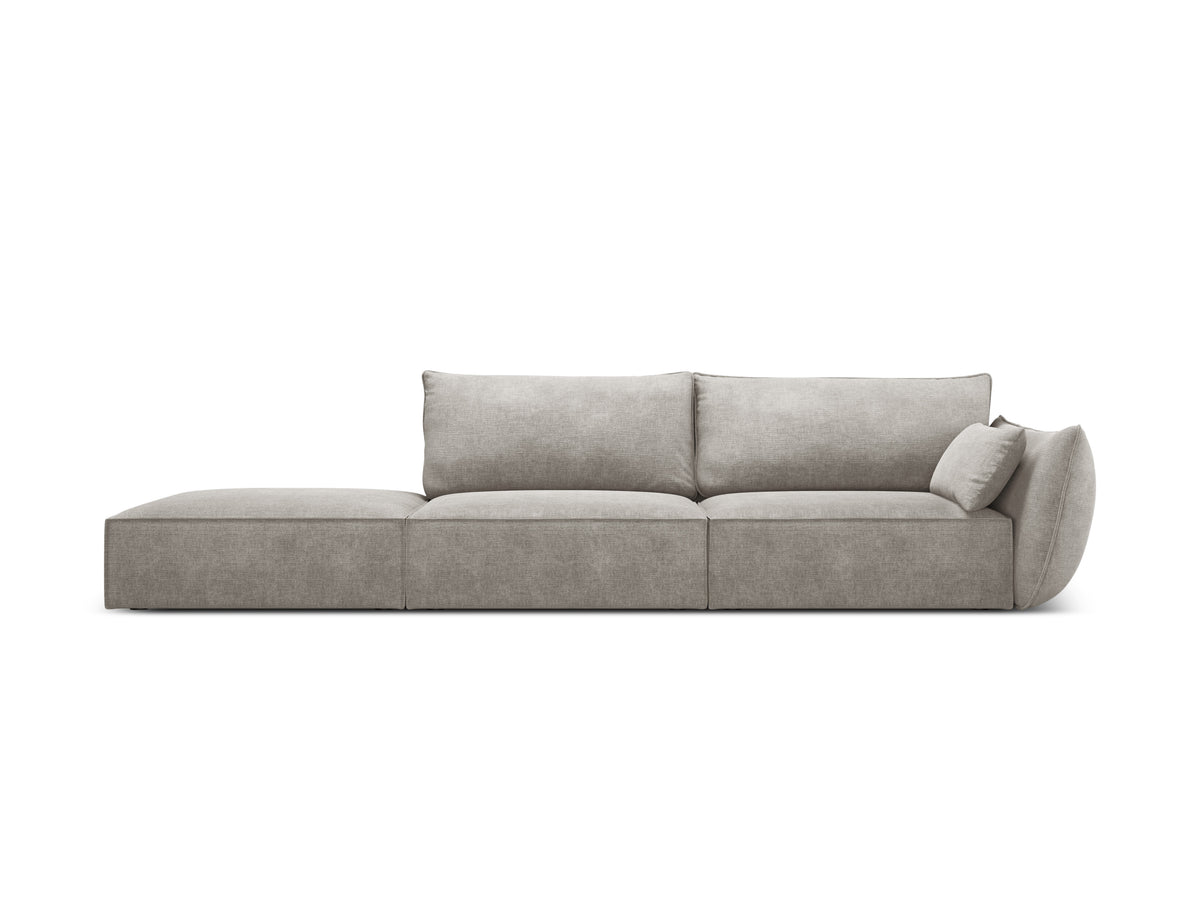 Sofa w tkaninie szenilowej lewostronna otwarta VANDA jasnoszary