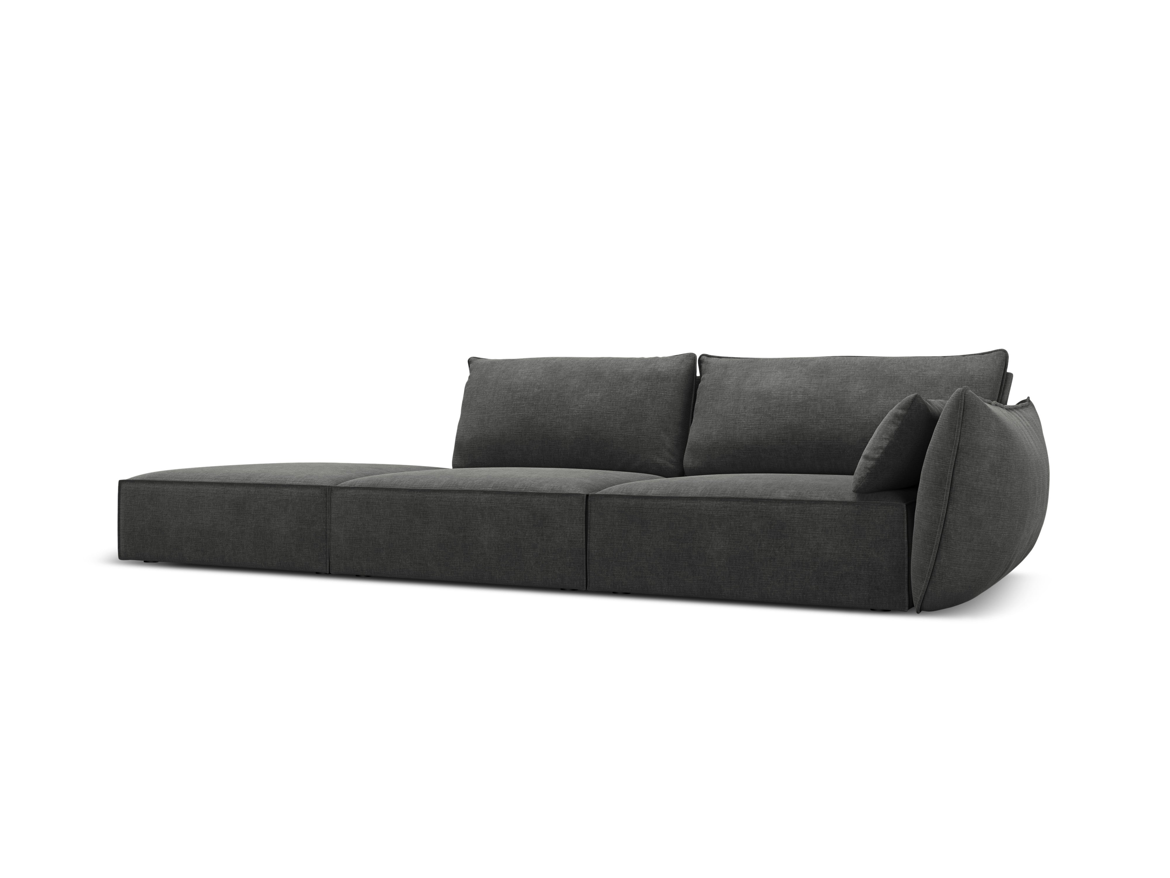 Sofa w tkaninie szenilowej lewostronna otwarta VANDA ciemnoszary