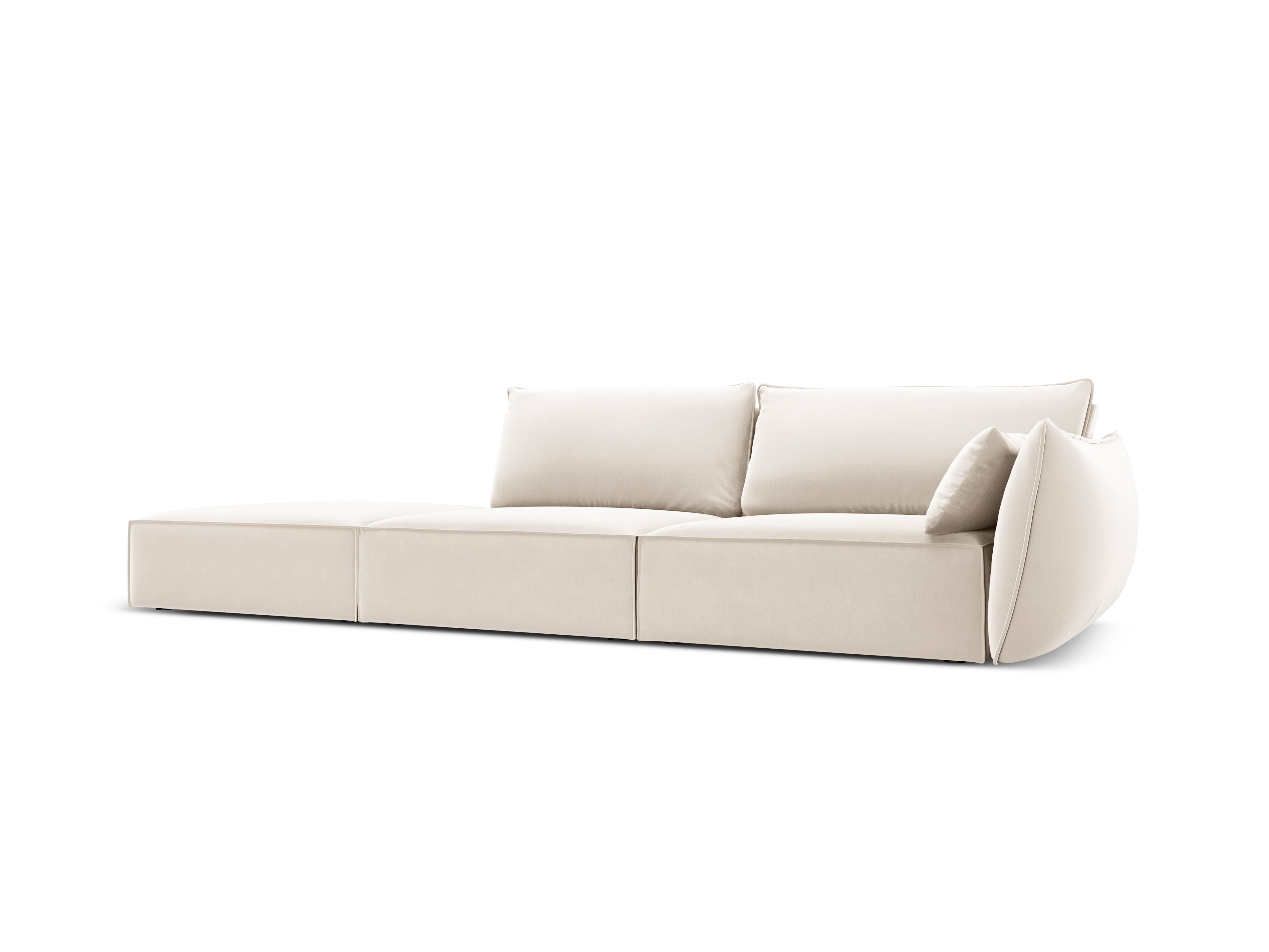 Sofa aksamitna lewostronna otwarta VANDA beżowy