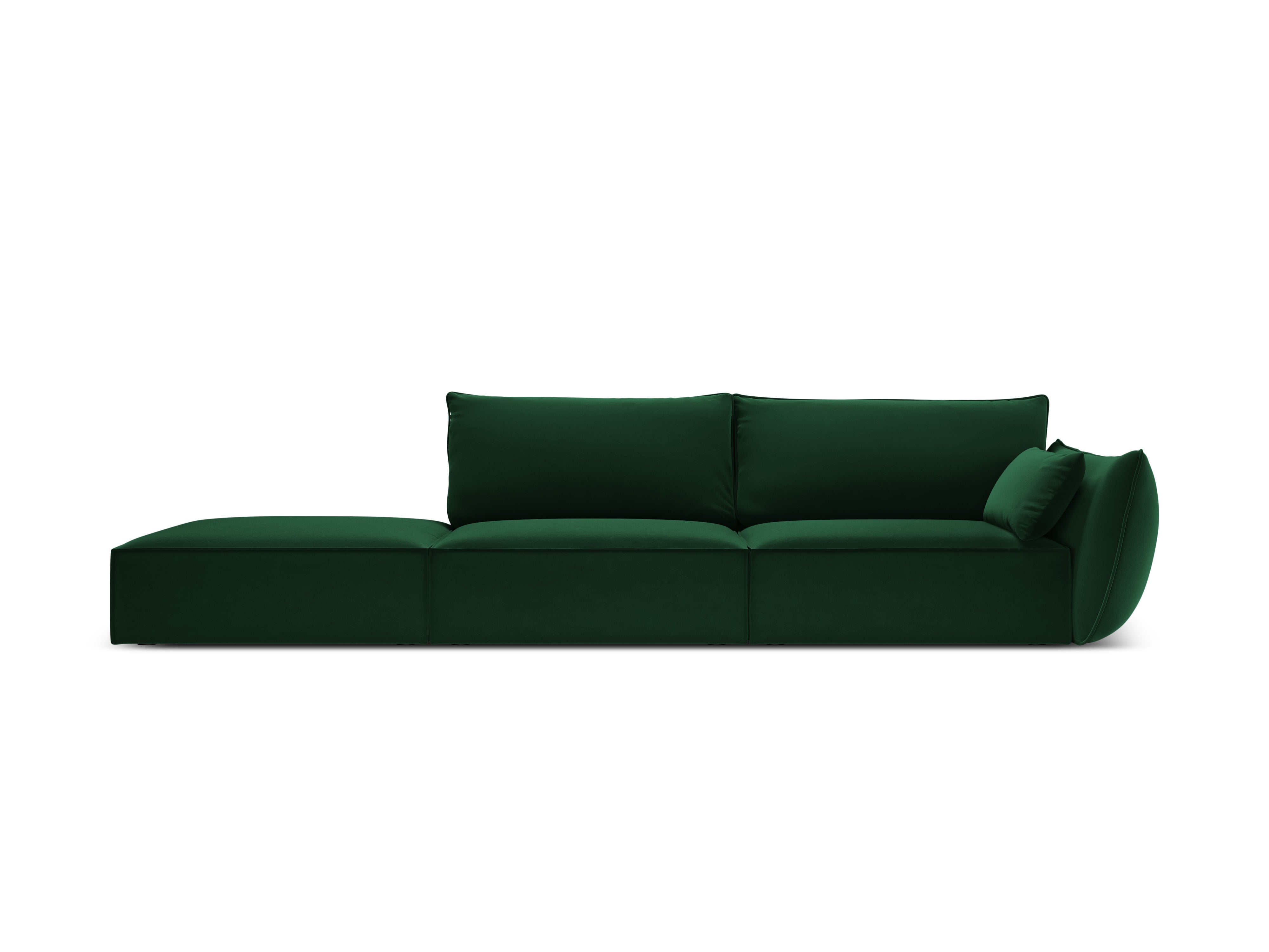 Sofa aksamitna lewostronna otwarta VANDA butelkowa zieleń