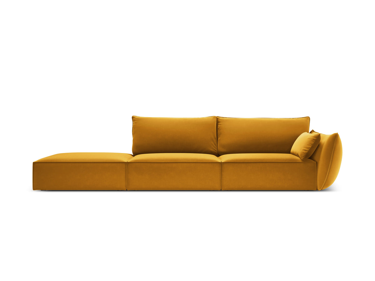 Sofa aksamitna lewostronna otwarta VANDA musztardowy