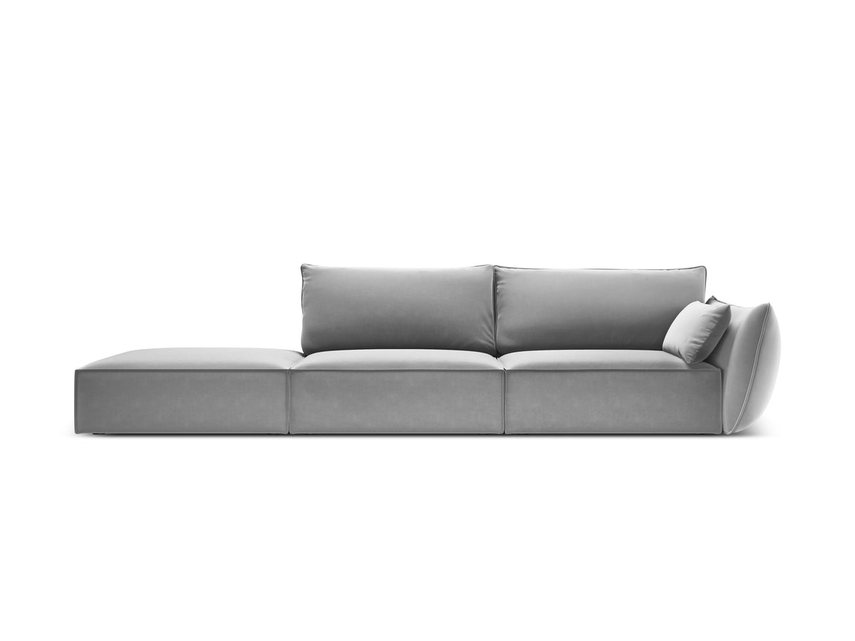 Sofa aksamitna lewostronna otwarta VANDA szary