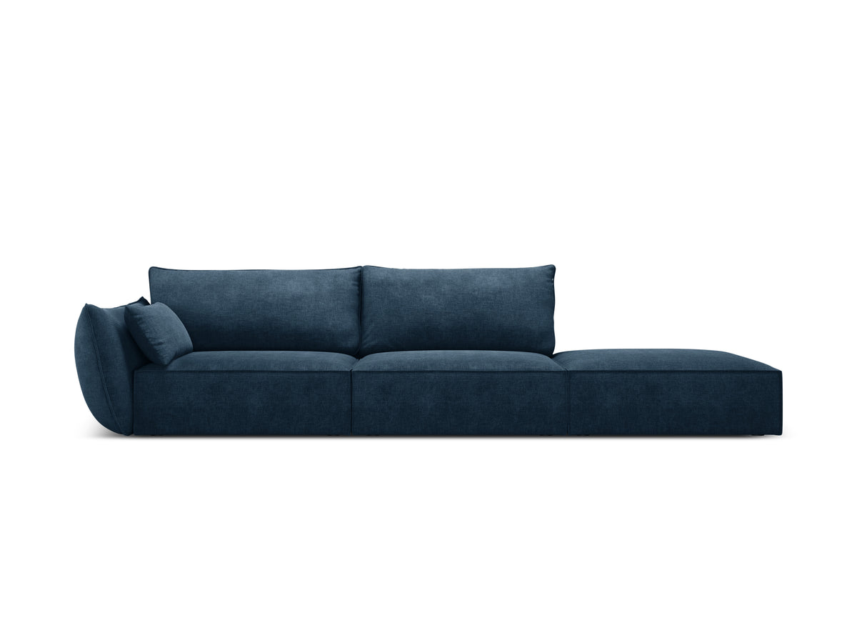 Sofa w tkaninie szenilowej prawostronna otwarta VANDA granat królewski