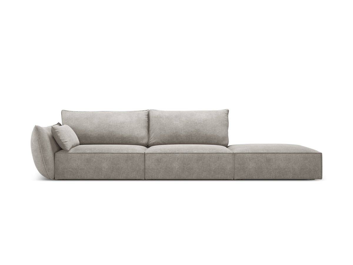 Sofa w tkaninie szenilowej prawostronna otwarta VANDA jasnoszary