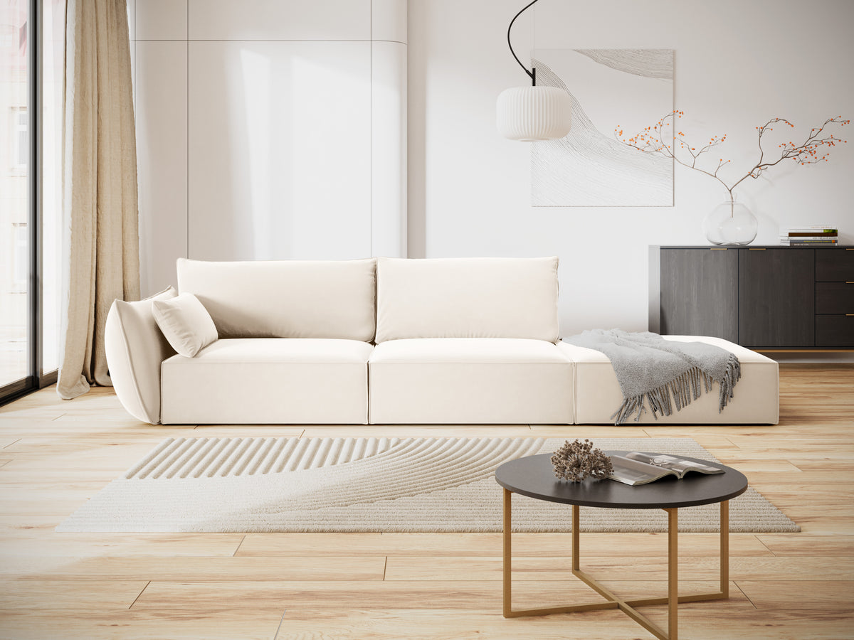 Sofa aksamitna prawostronna otwarta VANDA beżowy