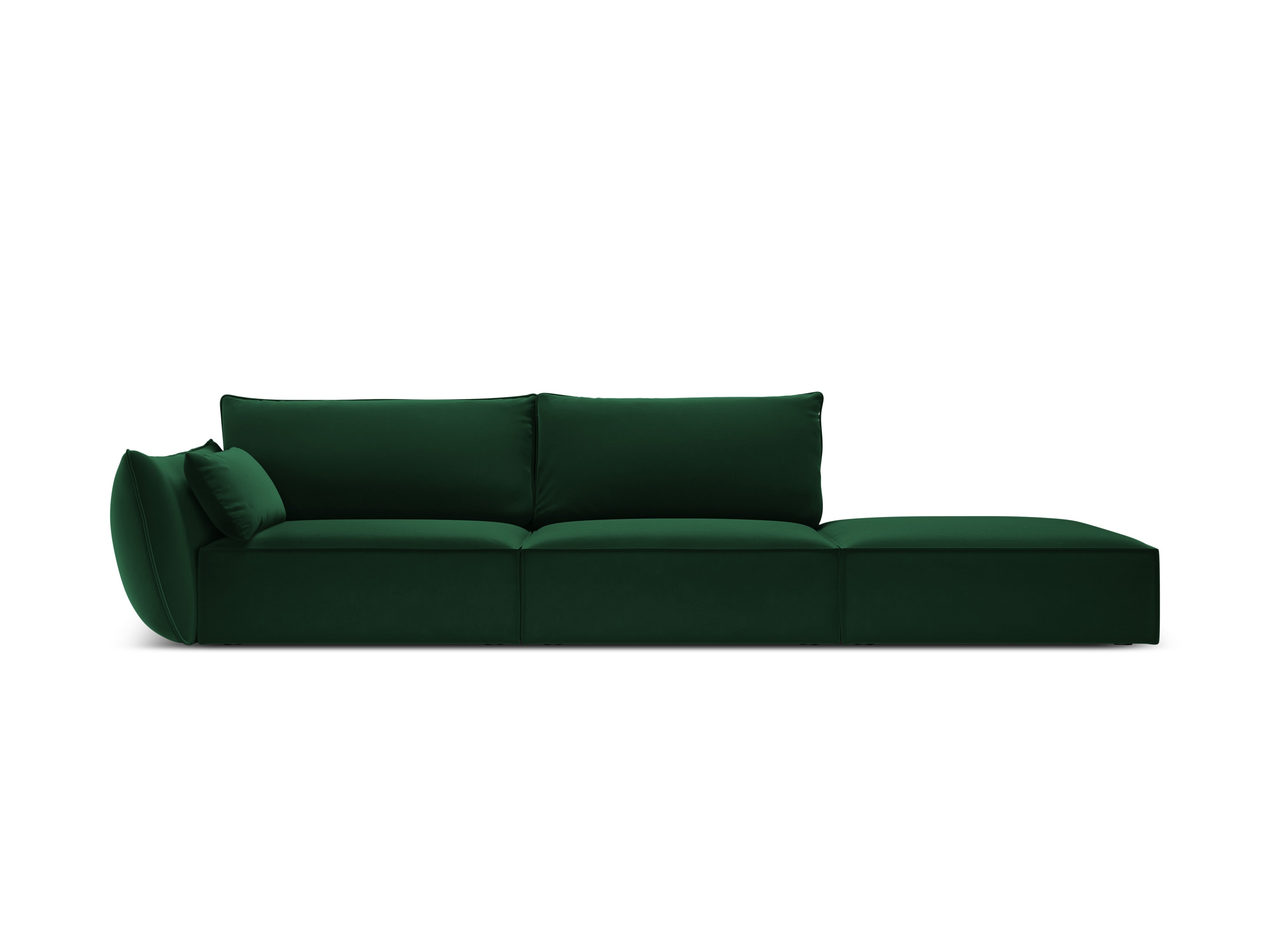 Sofa aksamitna prawostronna otwarta VANDA butelkowa zieleń