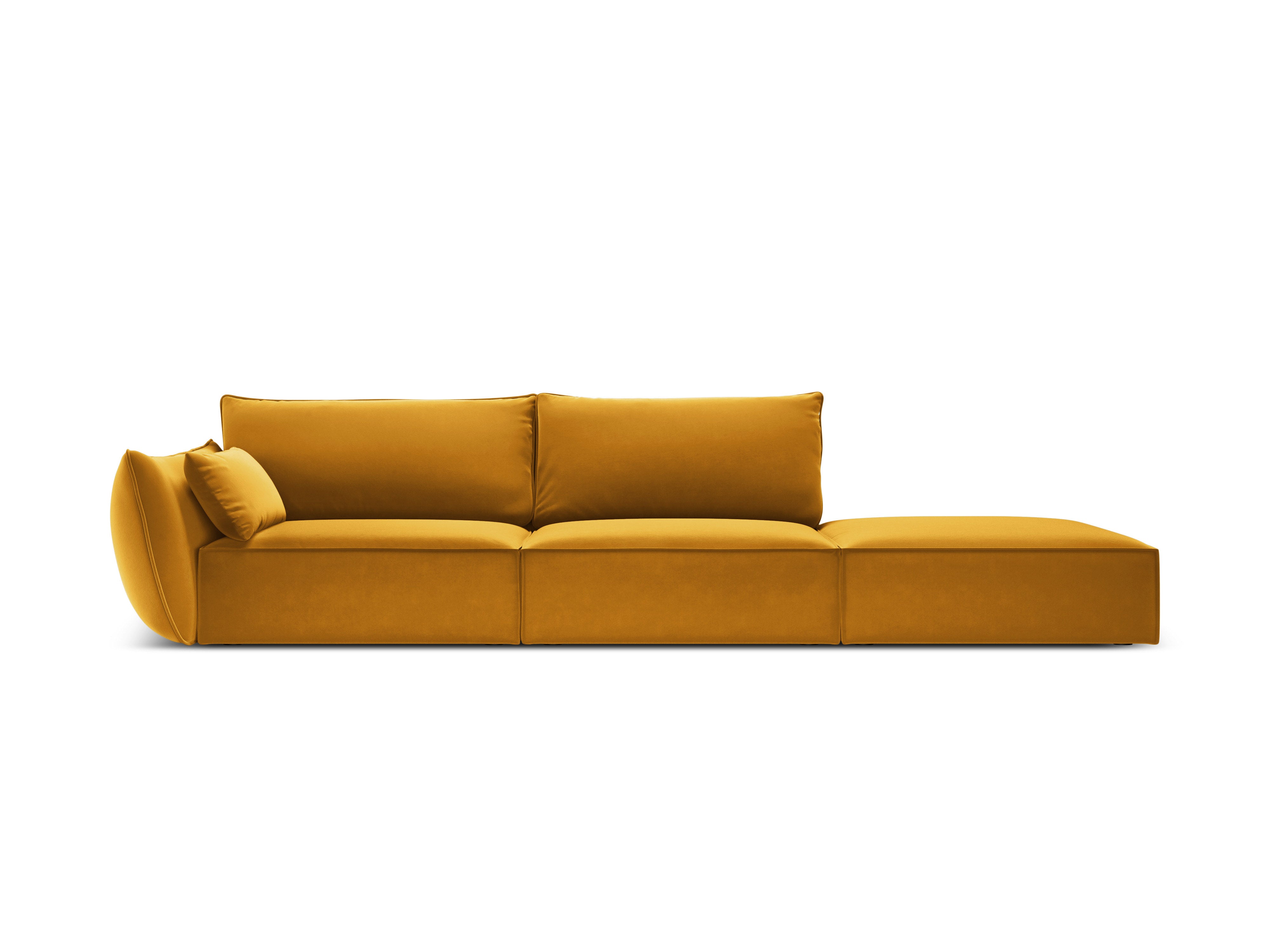 Sofa aksamitna prawostronna otwarta VANDA musztardowy