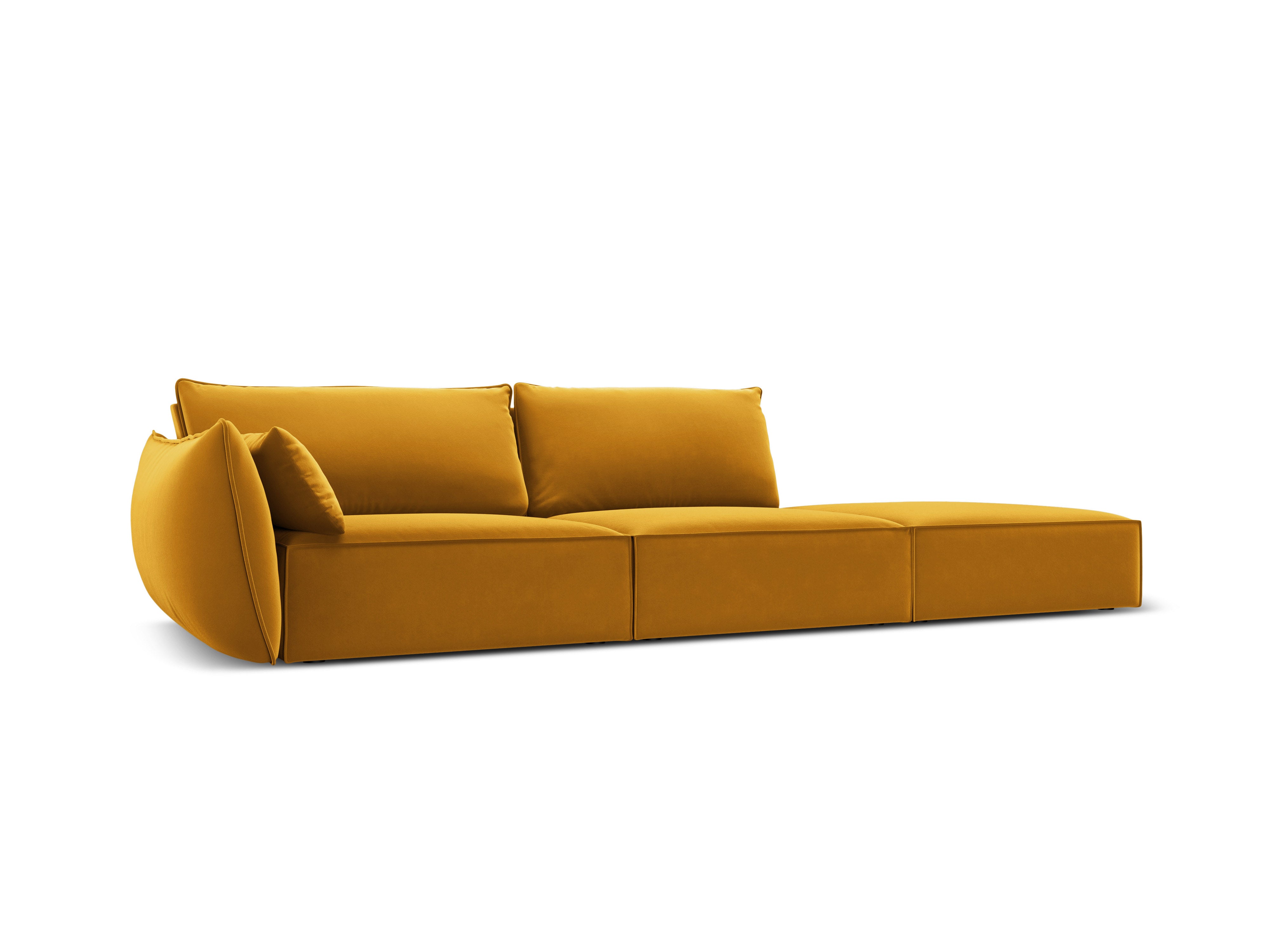 Sofa aksamitna prawostronna otwarta VANDA musztardowy