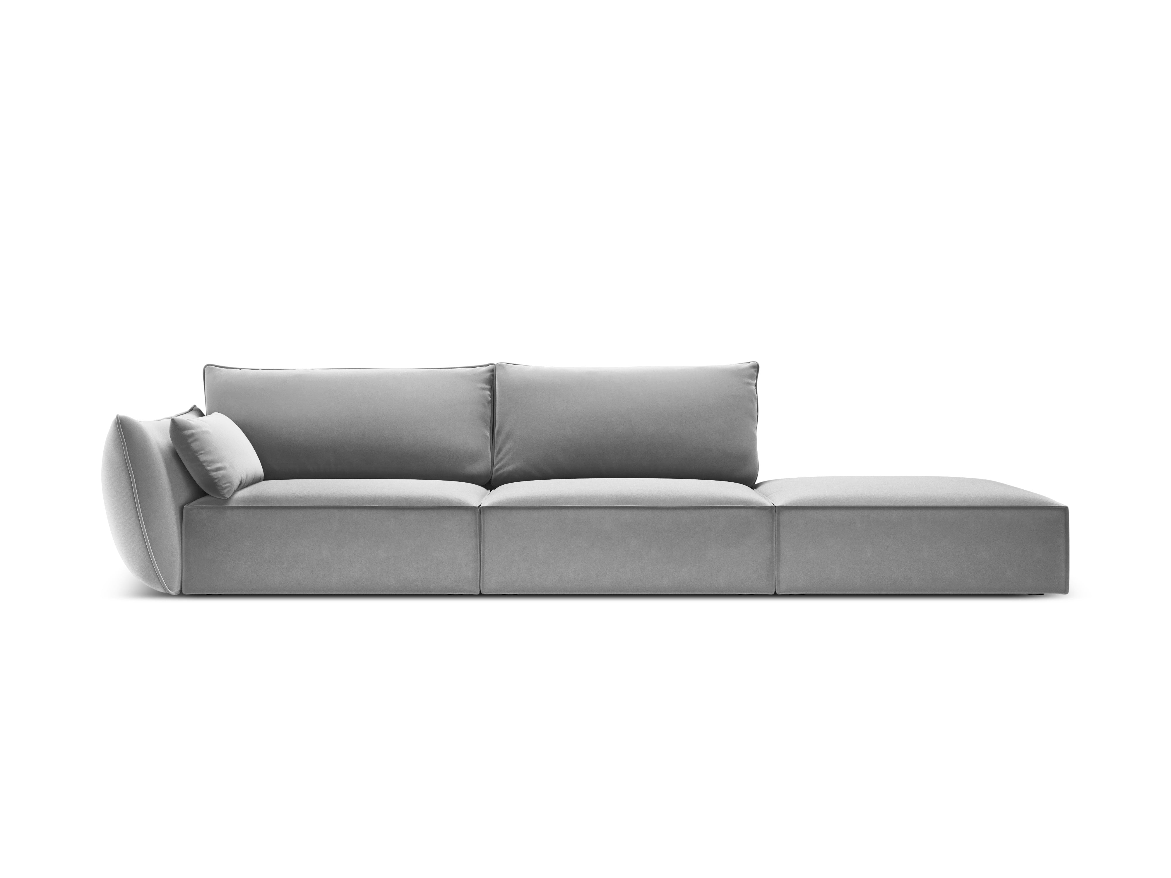Sofa aksamitna prawostronna otwarta VANDA szary