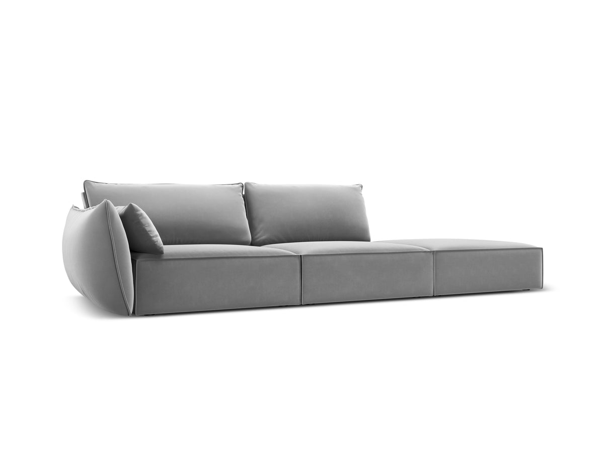 Sofa aksamitna prawostronna otwarta VANDA szary