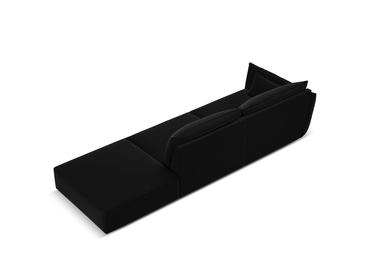 Sofa aksamitna prawostronna otwarta VANDA czarny