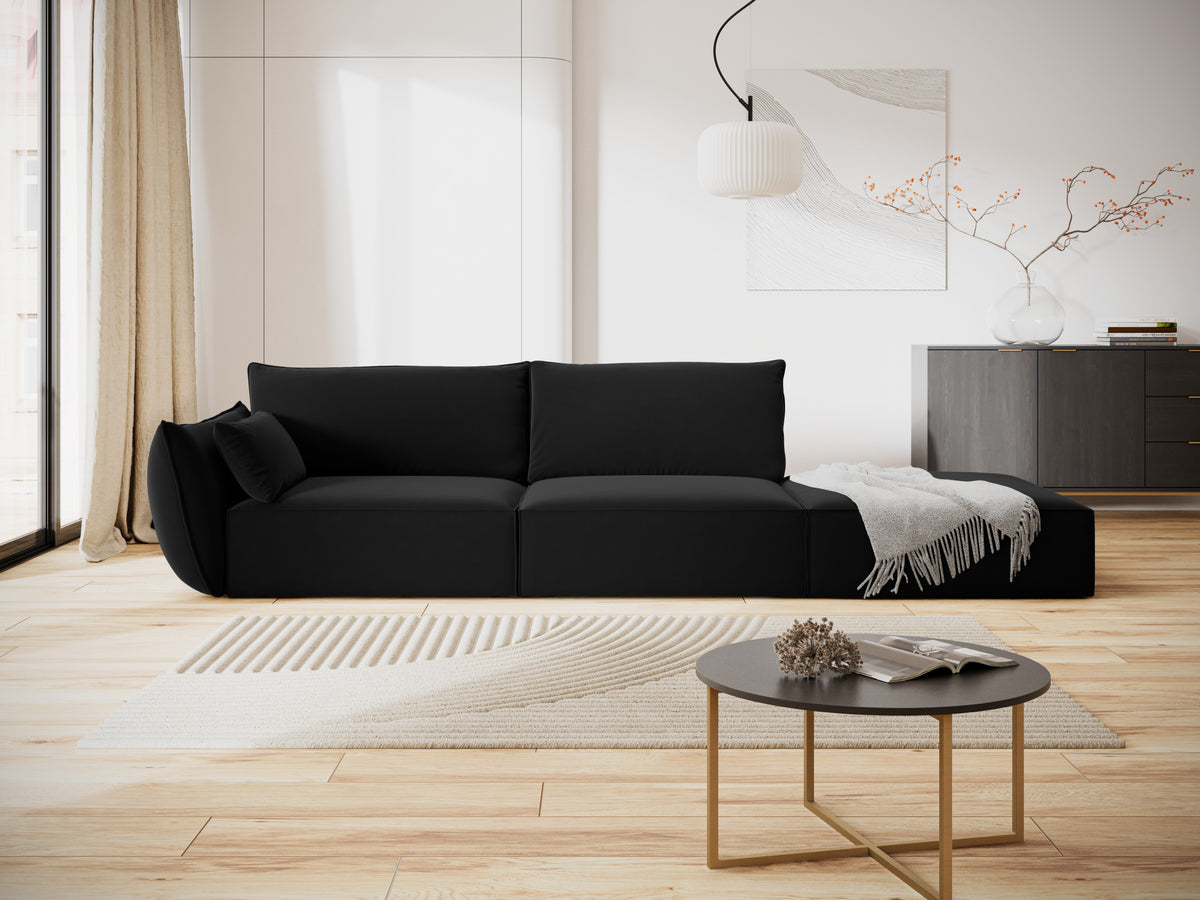 Sofa aksamitna prawostronna otwarta VANDA czarny