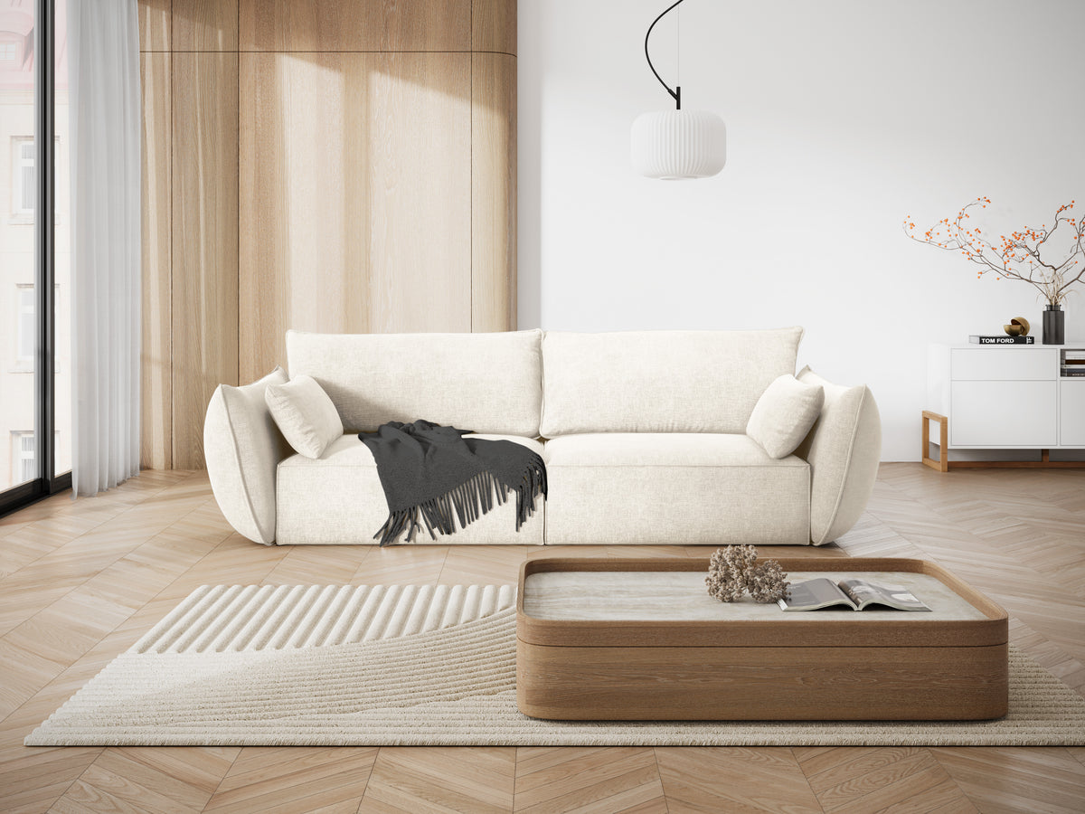 Sofa w tkaninie szenilowej 3-osobowa VANDA jasnobeżowy