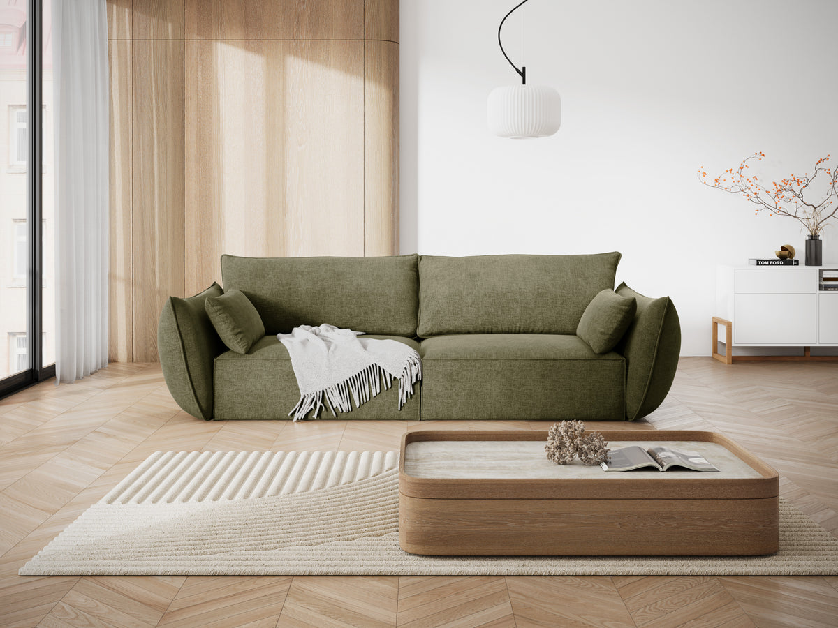 Sofa w tkaninie szenilowej 3-osobowa VANDA zielony