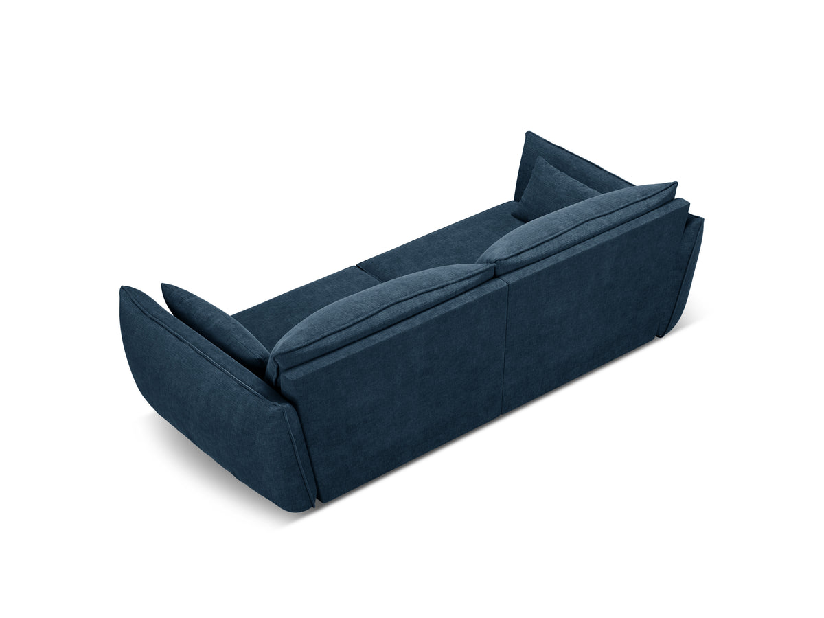 Sofa w tkaninie szenilowej 3-osobowa VANDA granat królewski