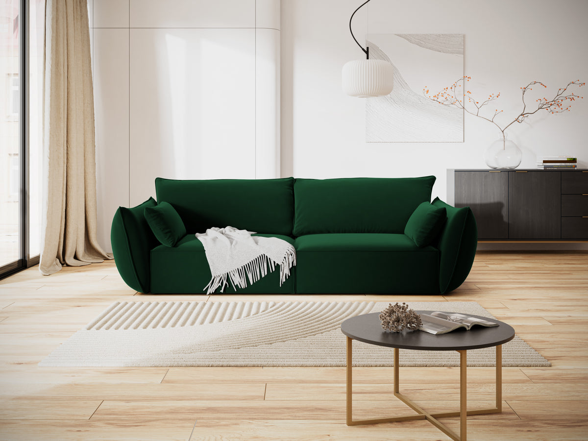 Sofa aksamitna 3-osobowa VANDA butelkowa zieleń