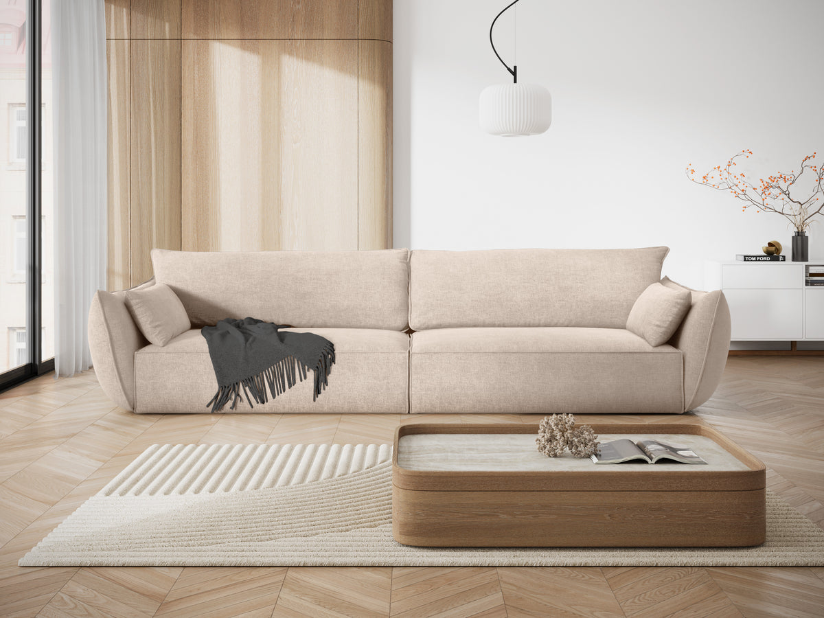Sofa w tkaninie szenilowej 4-osobowa VANDA beżowy