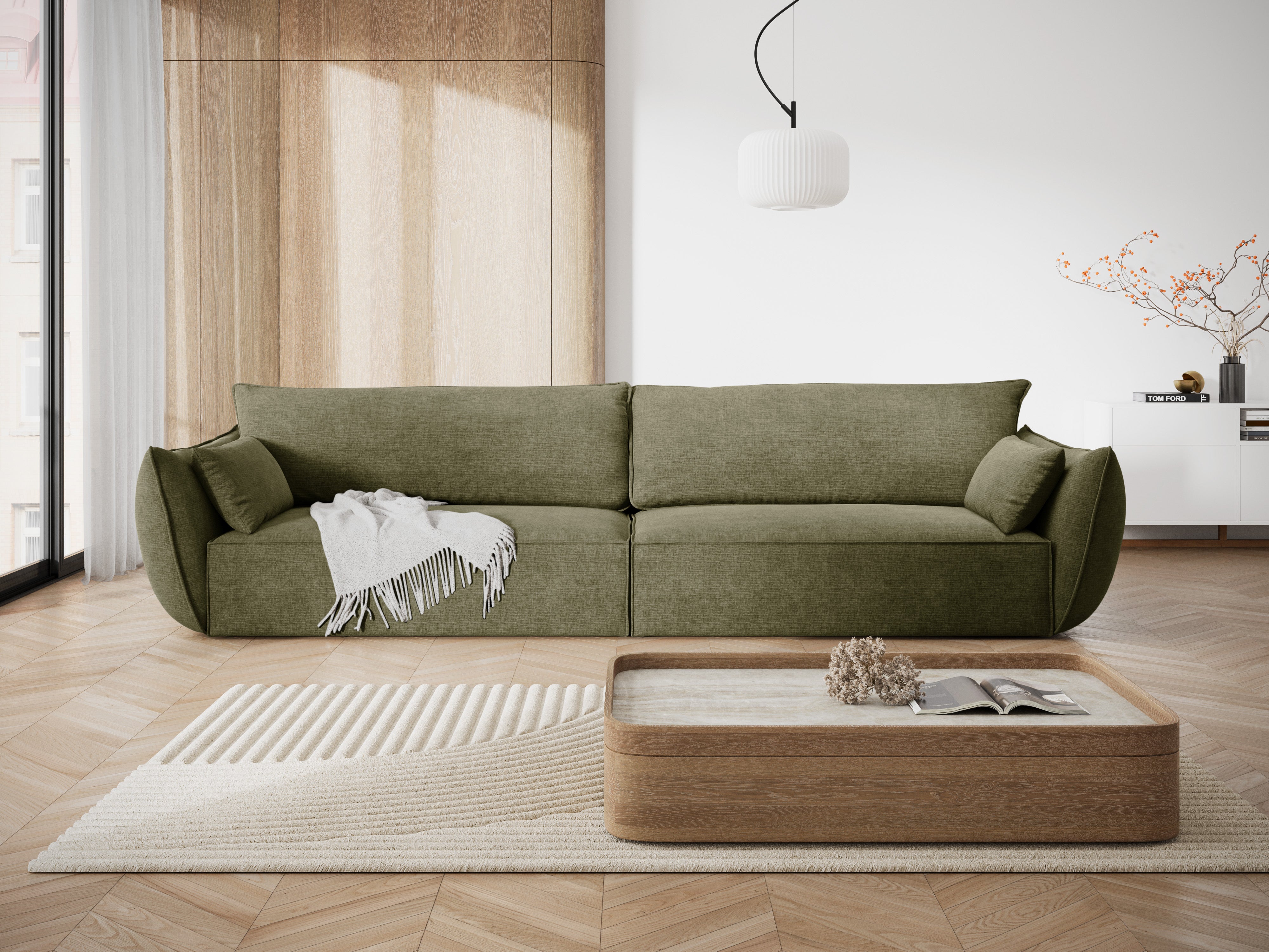Sofa w tkaninie szenilowej 4-osobowa VANDA zielony