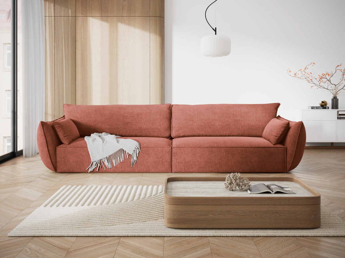 Sofa w tkaninie szenilowej 4-osobowa VANDA terracotta